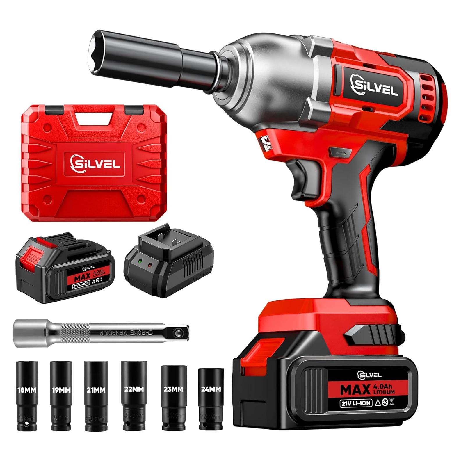 Llave de impacto inalámbrica SILVEL 650N.m 3300RPM 4.0Ah