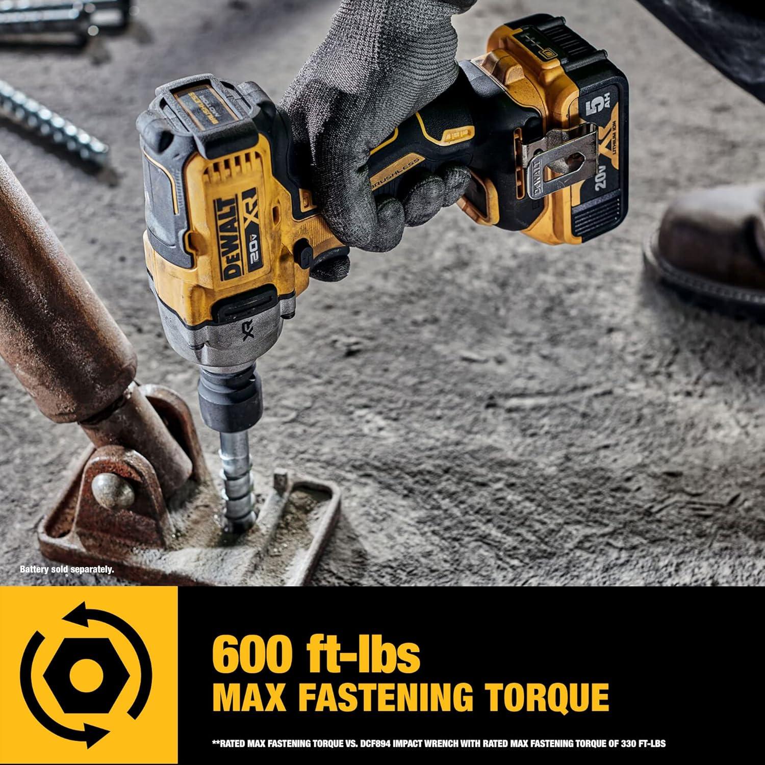 Dewalt DCF891BR 20V MAX XR Brushless Lithium-Ion 1/2 in. Cordless Mid-Range Impact Wrench with Hog Ring Anvil (Tool Only) (Renewed)