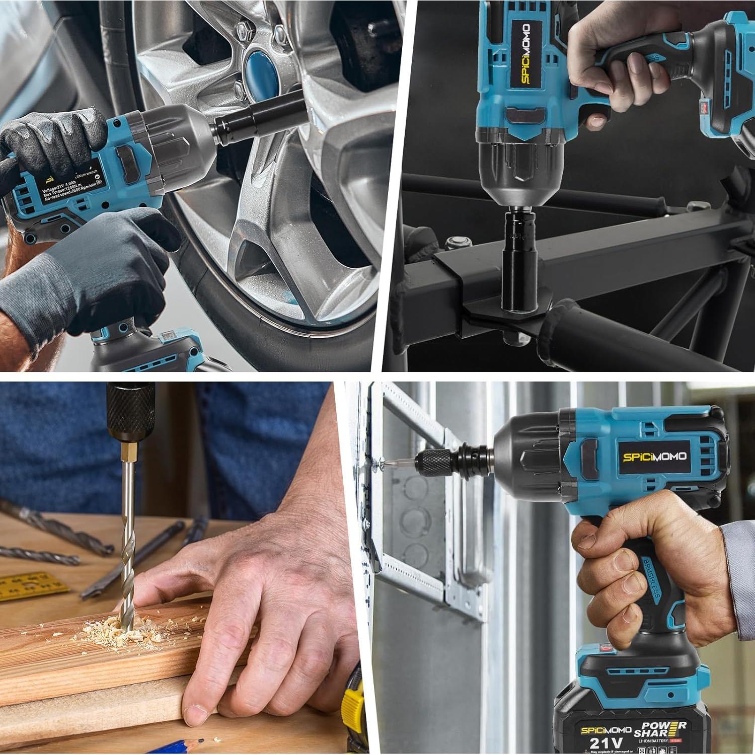 Llave de Impacto Inalámbrica SPICIMOMO 1200Nm 21V 4Ah