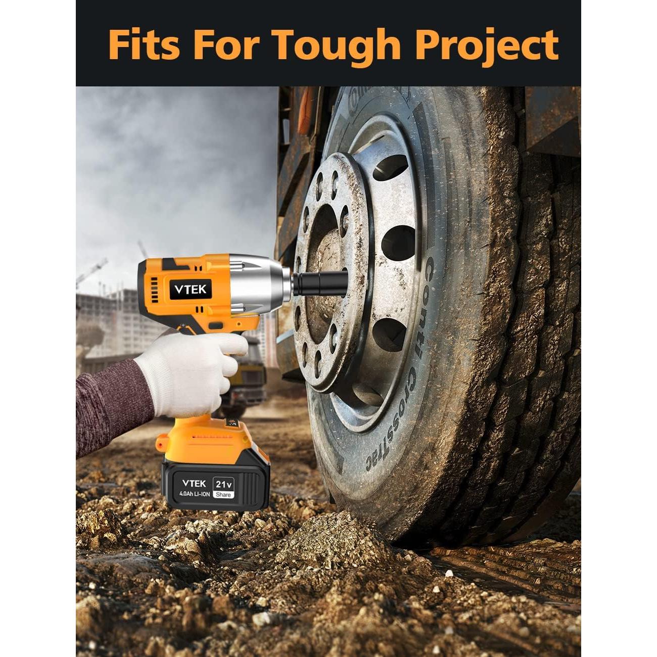 Llave de impacto VTEK 1/2" inalámbrica 700N.m 2 baterías