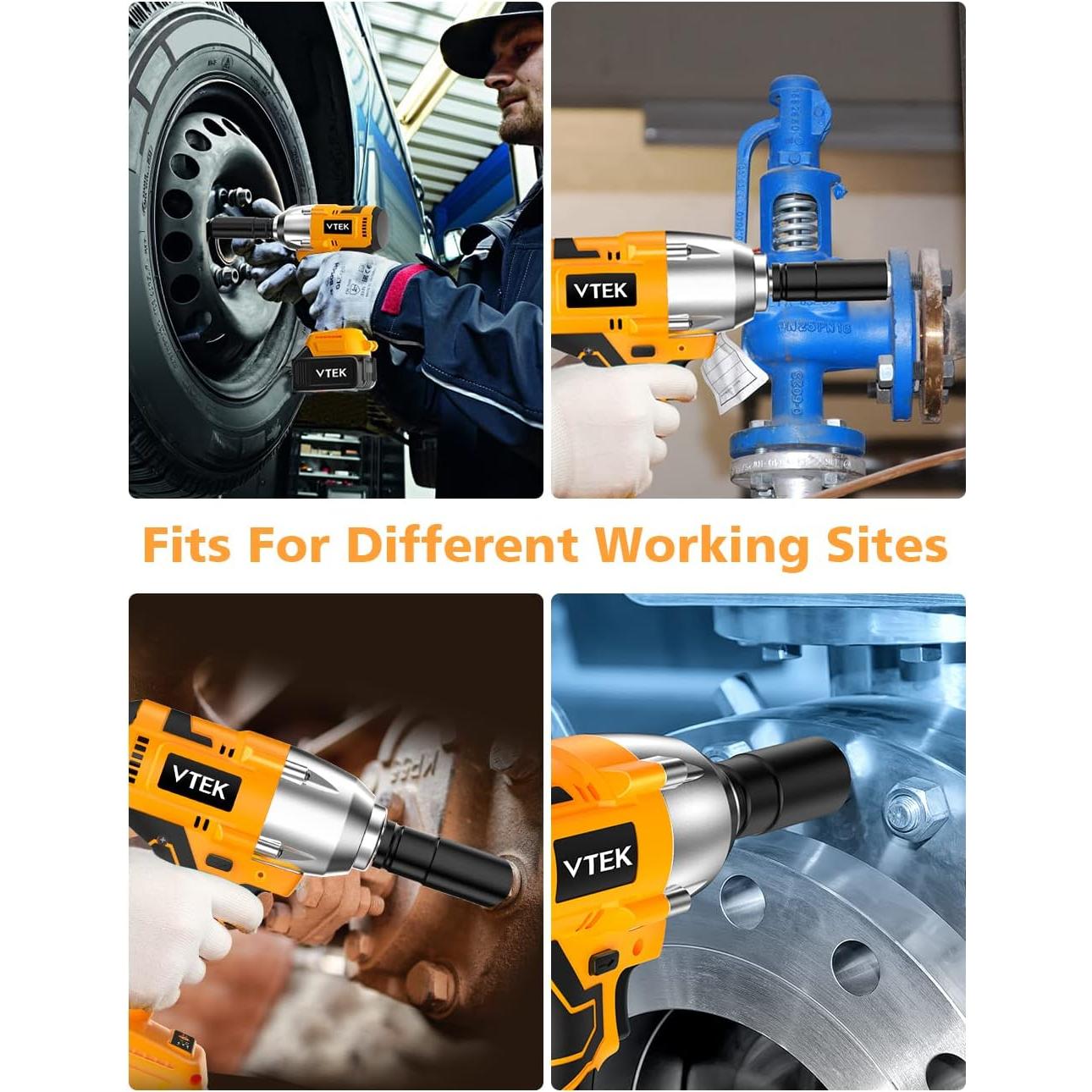 Llave de impacto VTEK 1/2" inalámbrica 700N.m 2 baterías