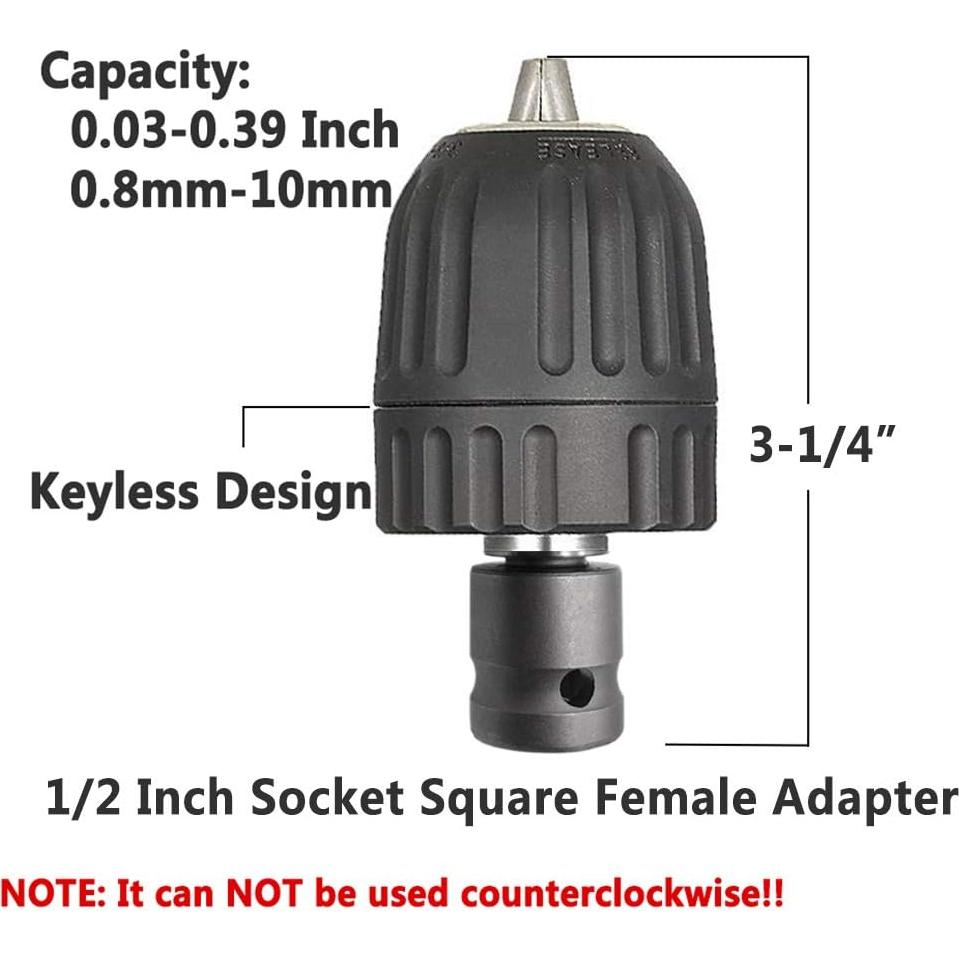 Mandril Sin Llave Yakamoz 0.8-10mm con Adaptador 1/2"