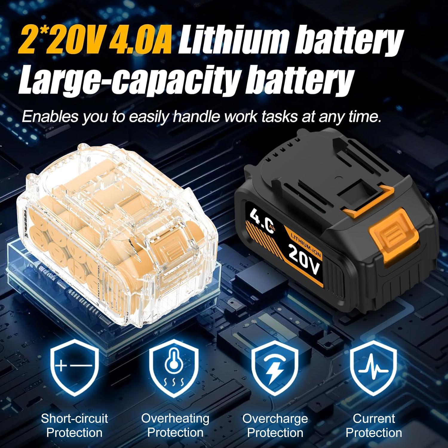 Llave de impacto Adedad 20V 750N.m 2 baterías 4.0Ah