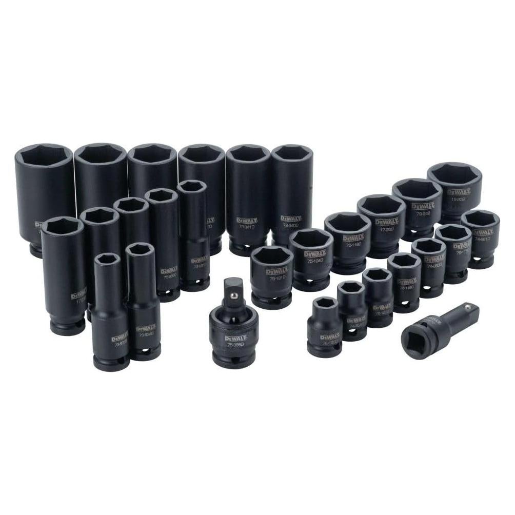 Impact Socket Set, SAE, Combination Set, 1/2-Inch Drive, 28-Piece (DWMT19244)