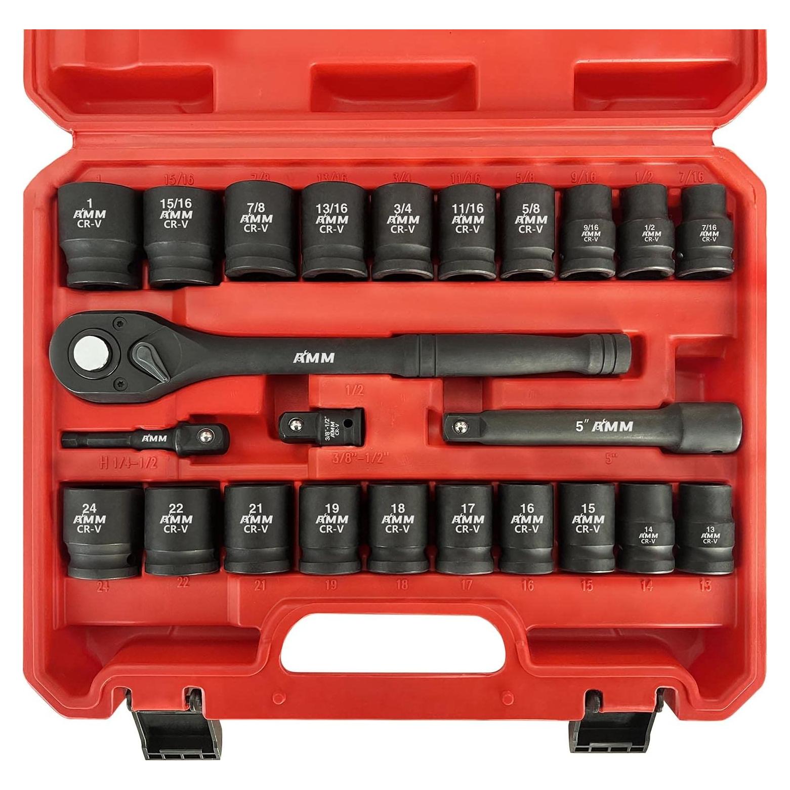 Juego de Enchufes de Impacto AMM 24 Piezas 13-24 mm