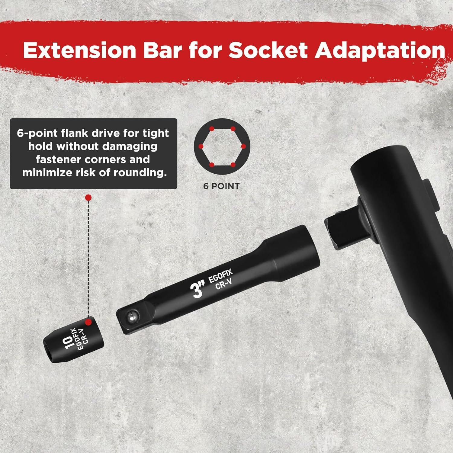 Juego de Enchufes de Impacto EGOFIX 50 Piezas 3/8" SAE y Métrico