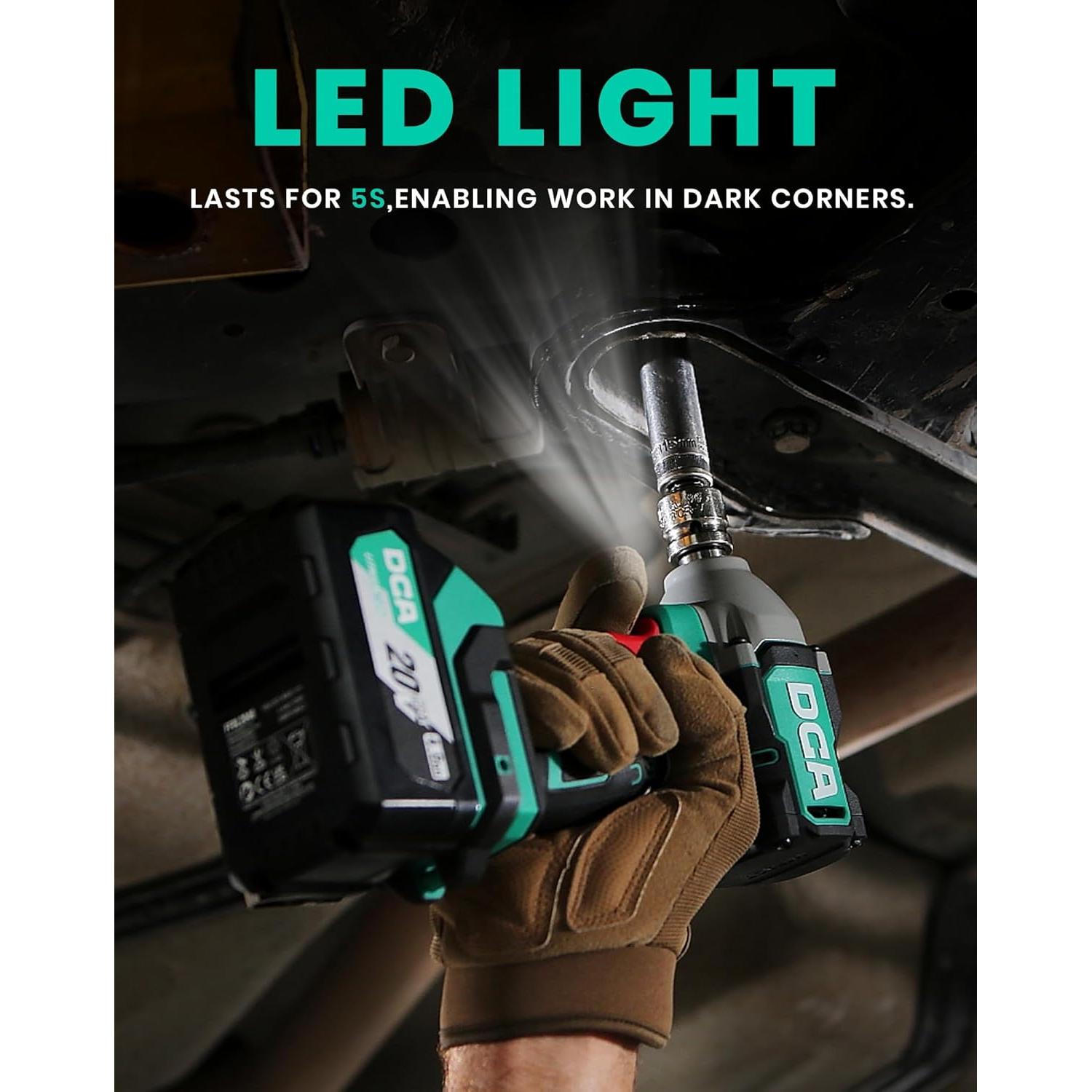 Llave de impacto DCA 20V 1/2" 235 Nm 4 modos y batería