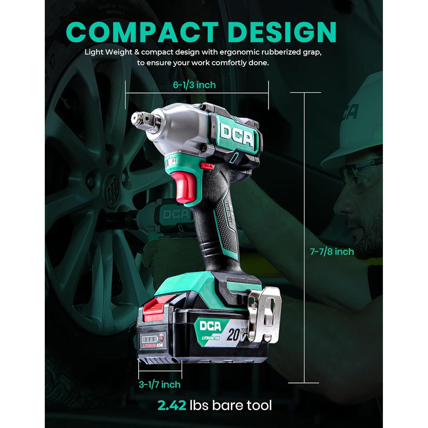 Llave de impacto DCA 20V 1/2" 235 Nm 4 modos y batería