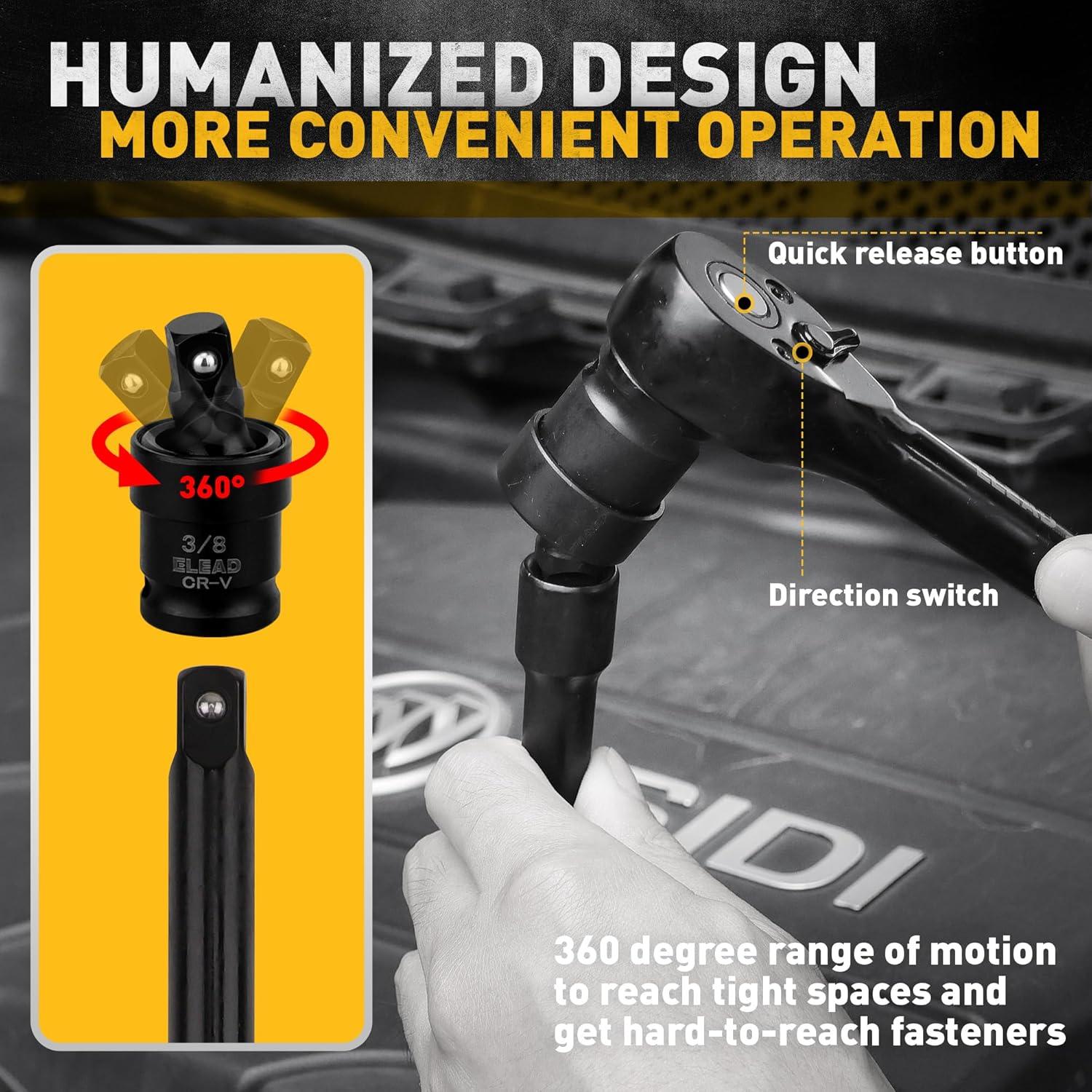 Conjunto de Enchufes de Impacto 3/8'' ELEAD 50 Piezas