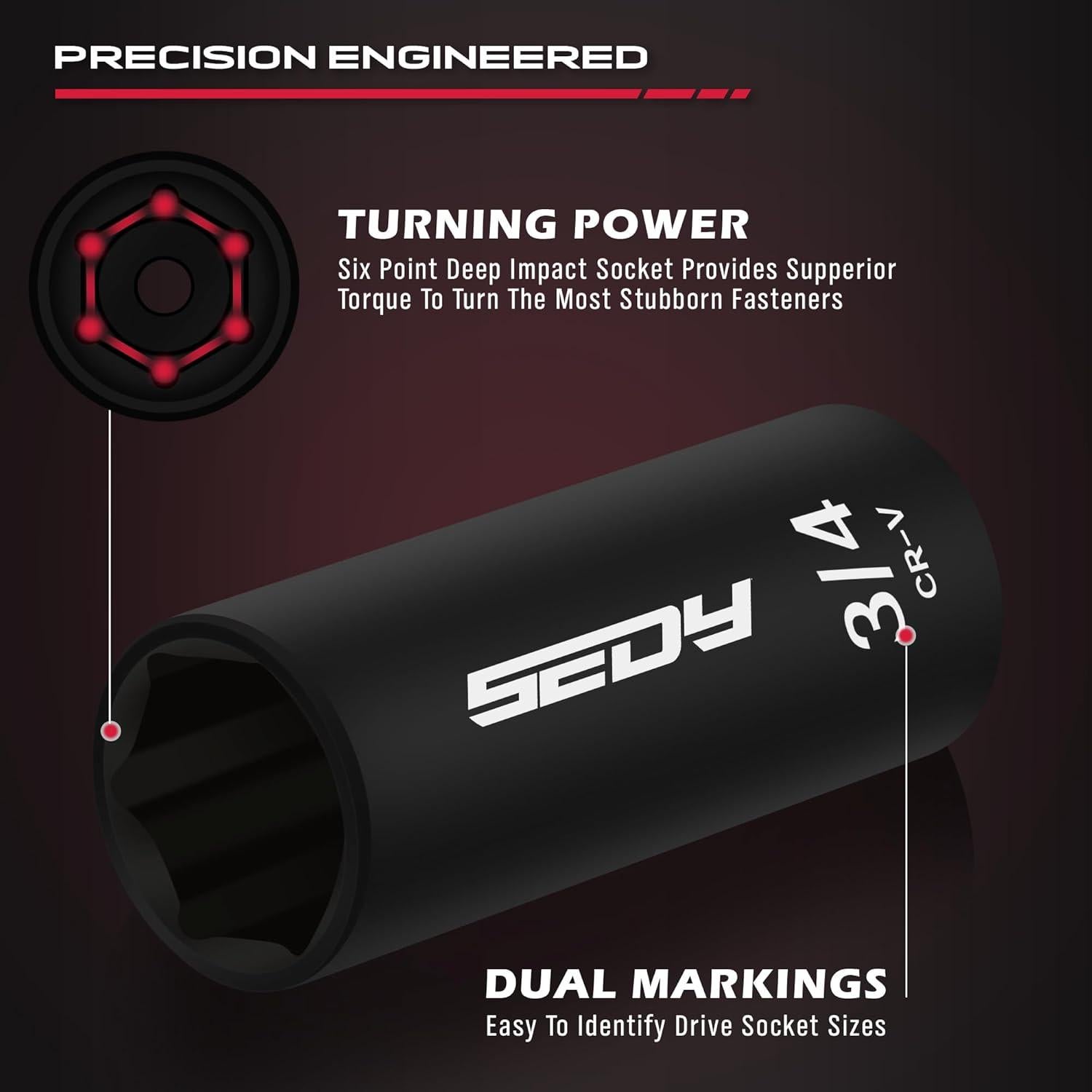 Juego de 49 Piezas Enchufes Impacto SEDY 3/8" Métrico y SAE