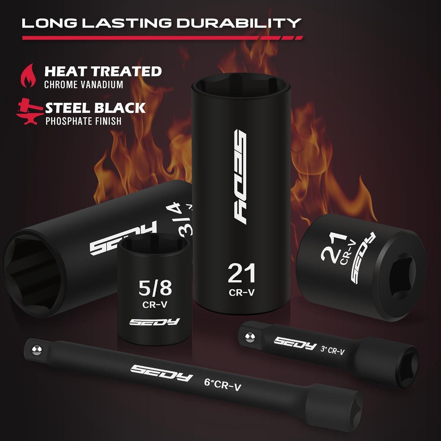 Juego de 49 Piezas Enchufes Impacto SEDY 3/8" Métrico y SAE