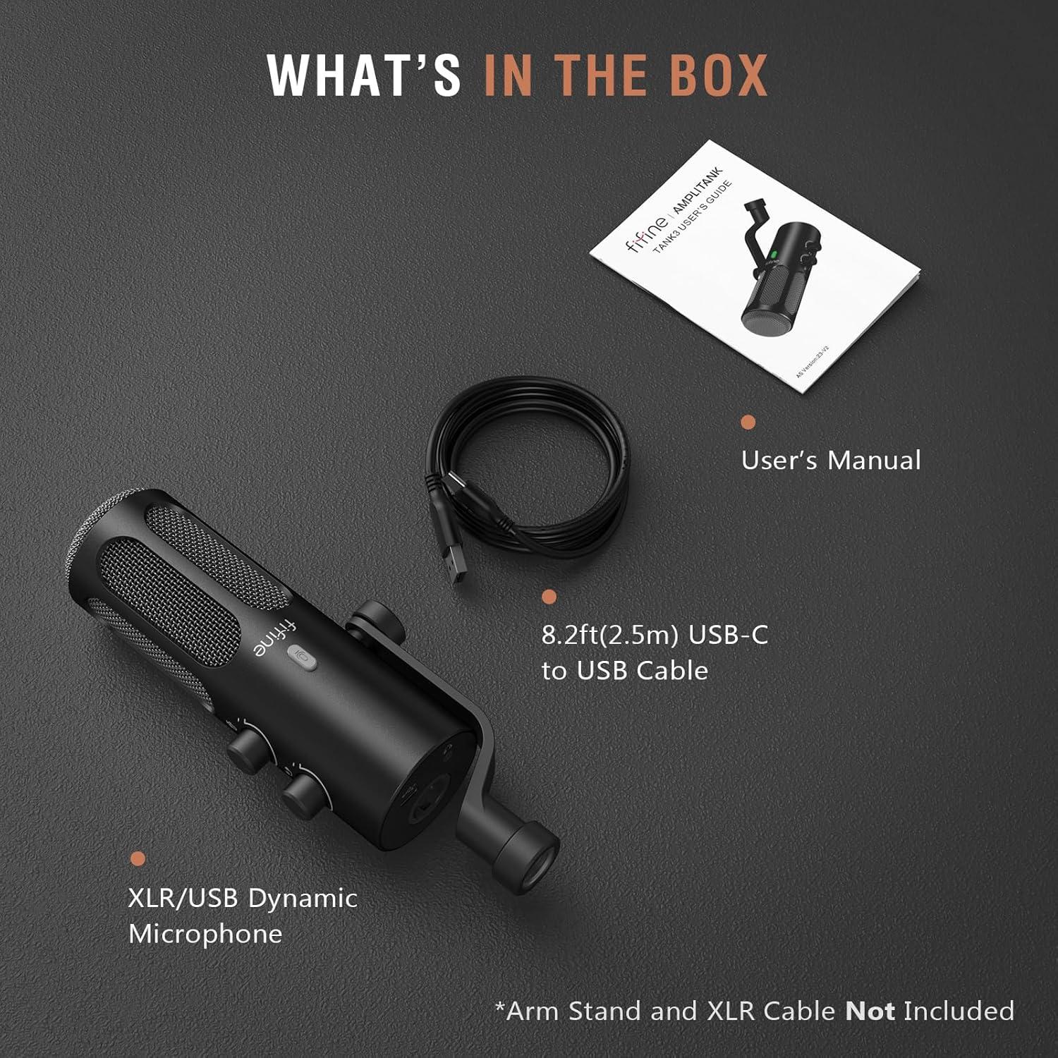 Micrófono Dinámico XLR/USB FIFINE TANK3 para Podcasting