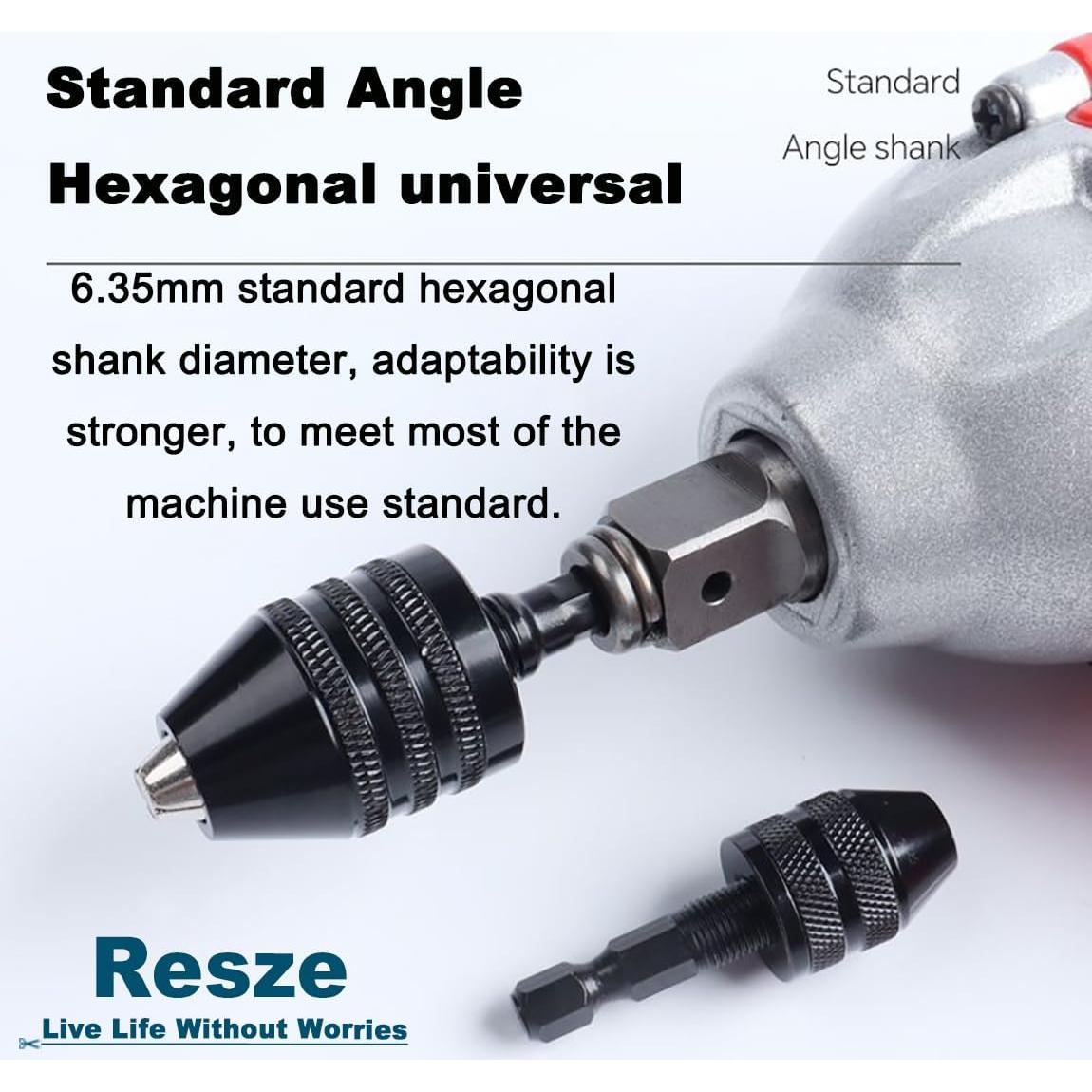 Adaptador Chuck Sin Llave Resze 3 Piezas 0.3-8mm