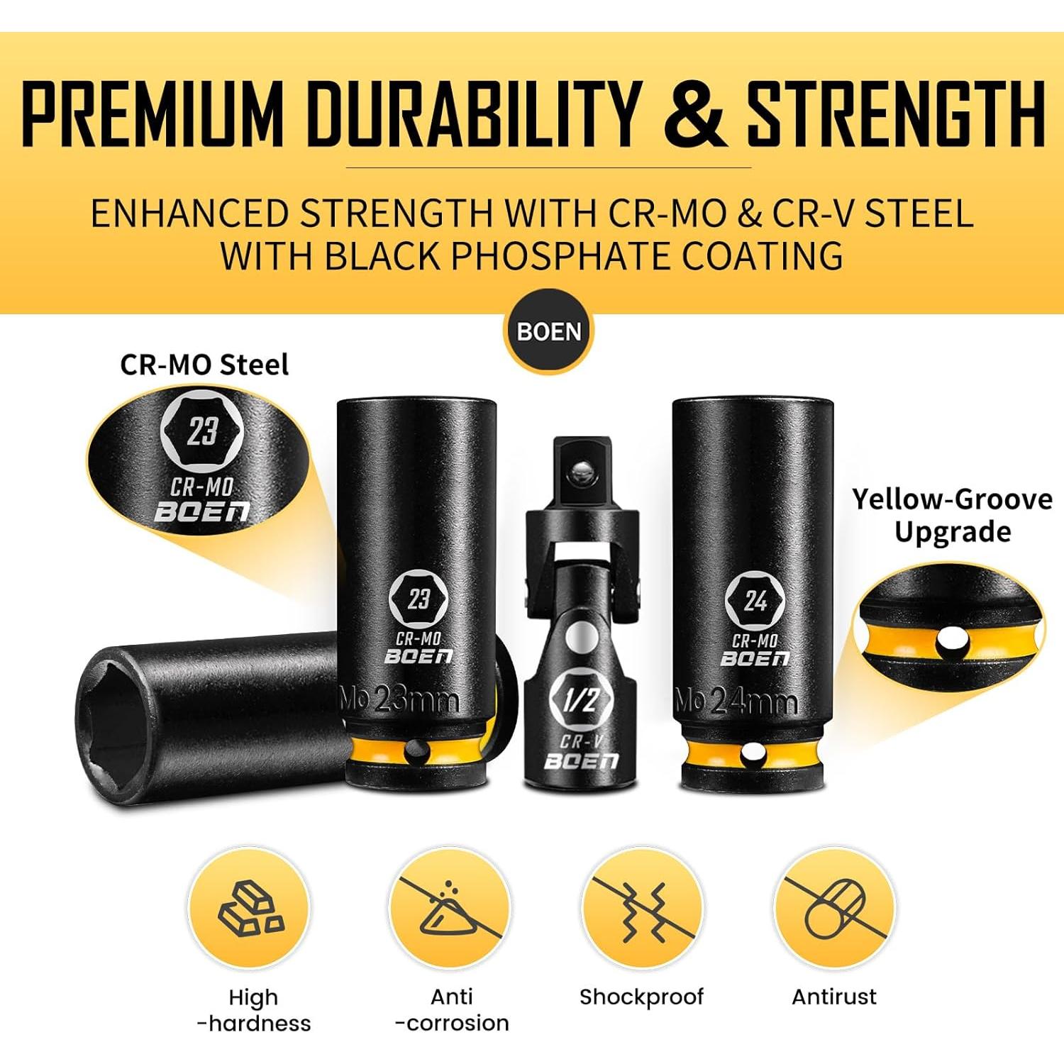 Conjunto de Enchufes de Impacto BOEN 21 Piezas 10-24mm