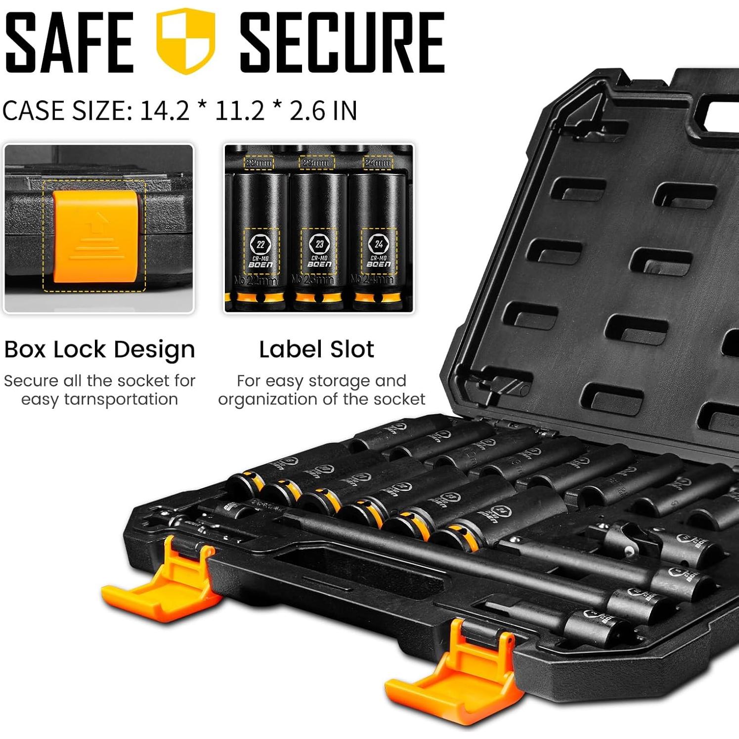 Conjunto de Enchufes de Impacto BOEN 21 Piezas 10-24mm