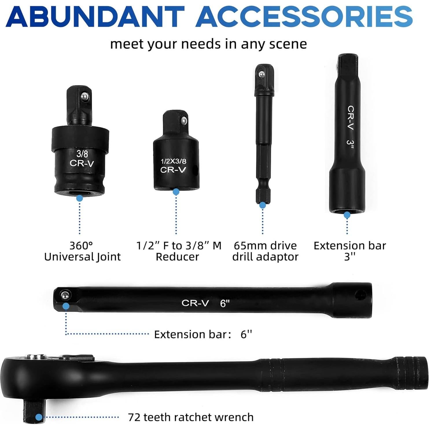 Juego de Llaves de 50 Piezas Reniteco 3/8" Métrico y SAE