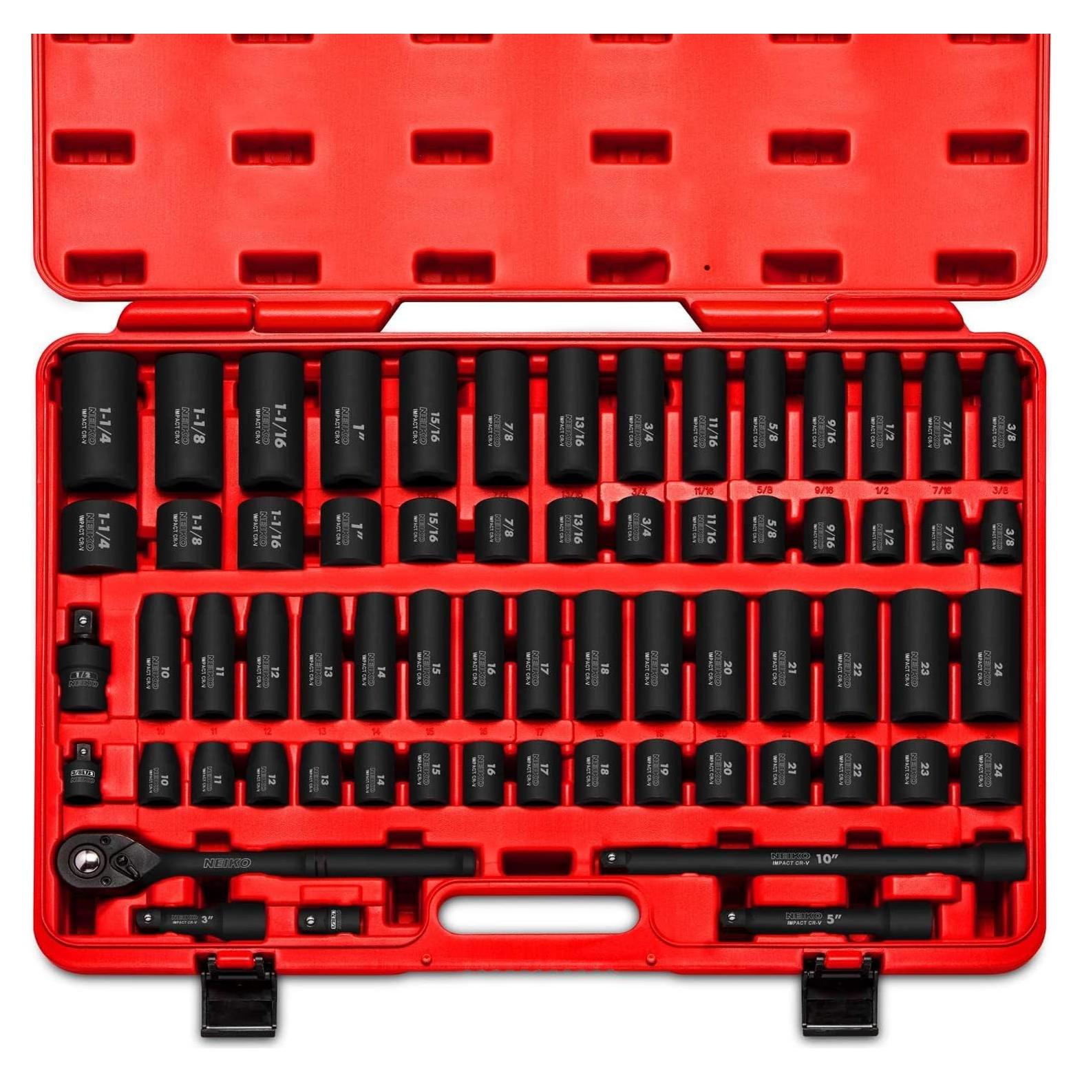 Juego de Enchufes de Impacto NEIKO 65 Piezas SAE y Métrico