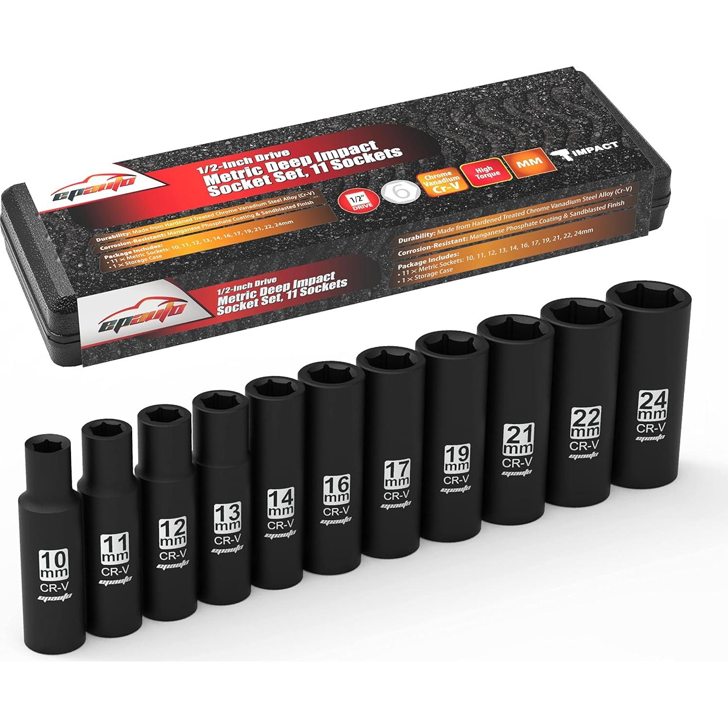 Conjunto de Enchufes de Impacto Profundo EPAuto 11 Piezas 10-24 mm