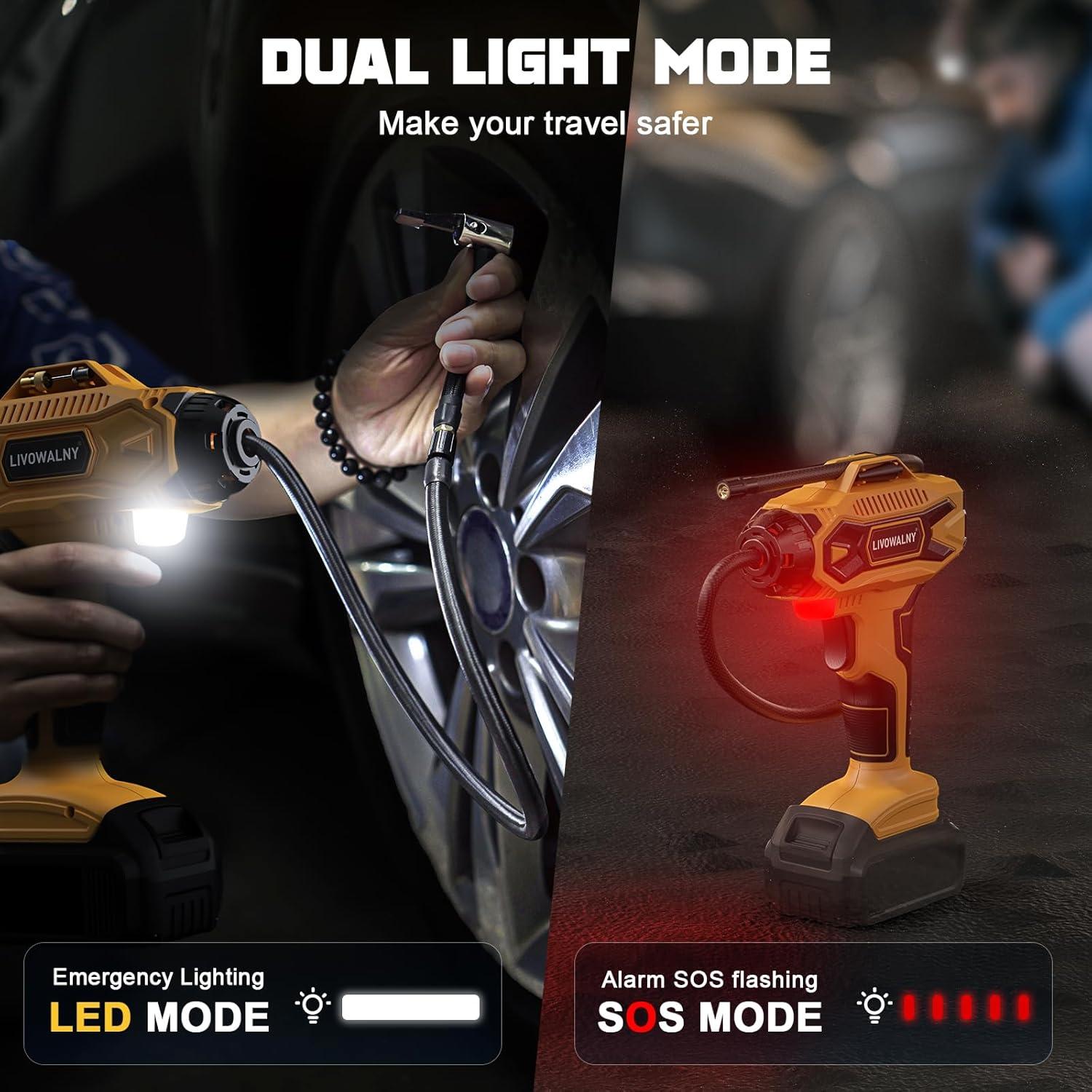 Compresor de Aire LIVOWALNY 20V 160PSI Portátil Inalámbrico