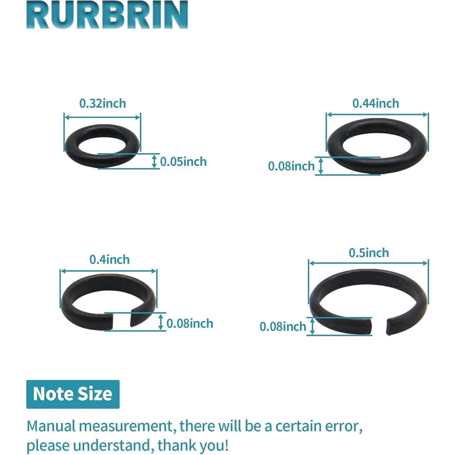 10 Anillos de Retención RURBRIN para Llave de Impacto 1/2" y 3/8"