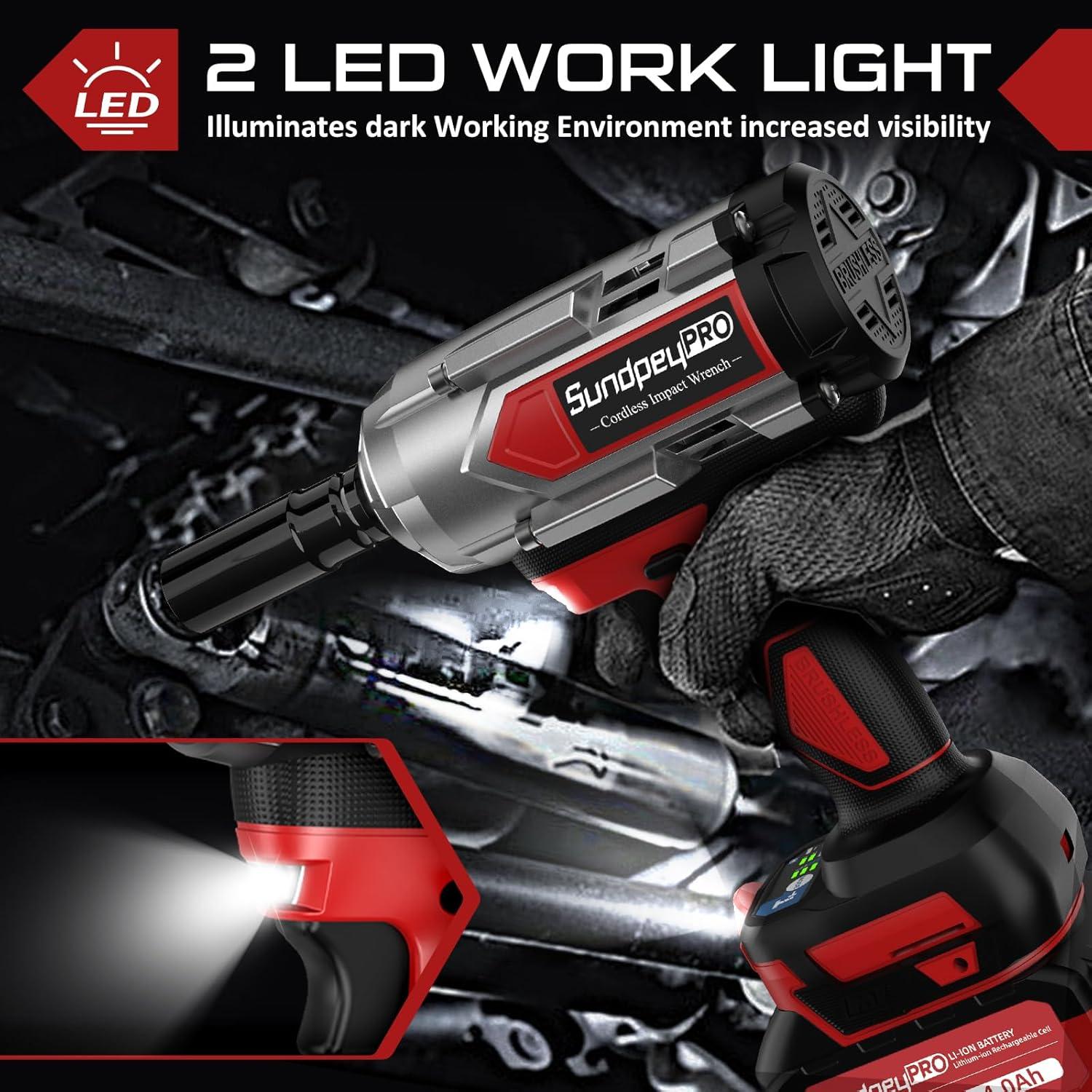 Llave de impacto inalámbrica SundpeyPRO 1300Nm 21V 2 baterías