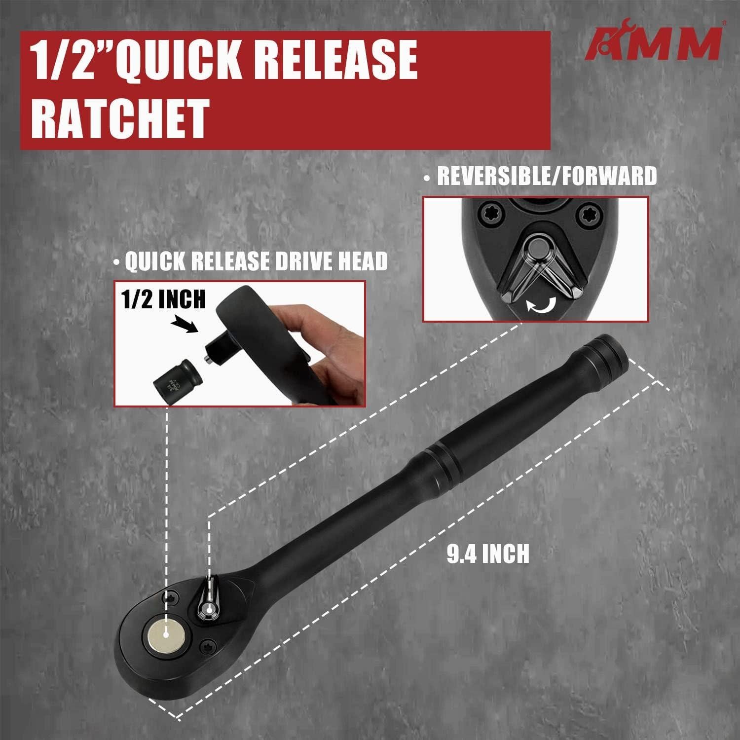 Juego de Enchufes de Impacto AMM 66 Piezas 1/2" Métrico