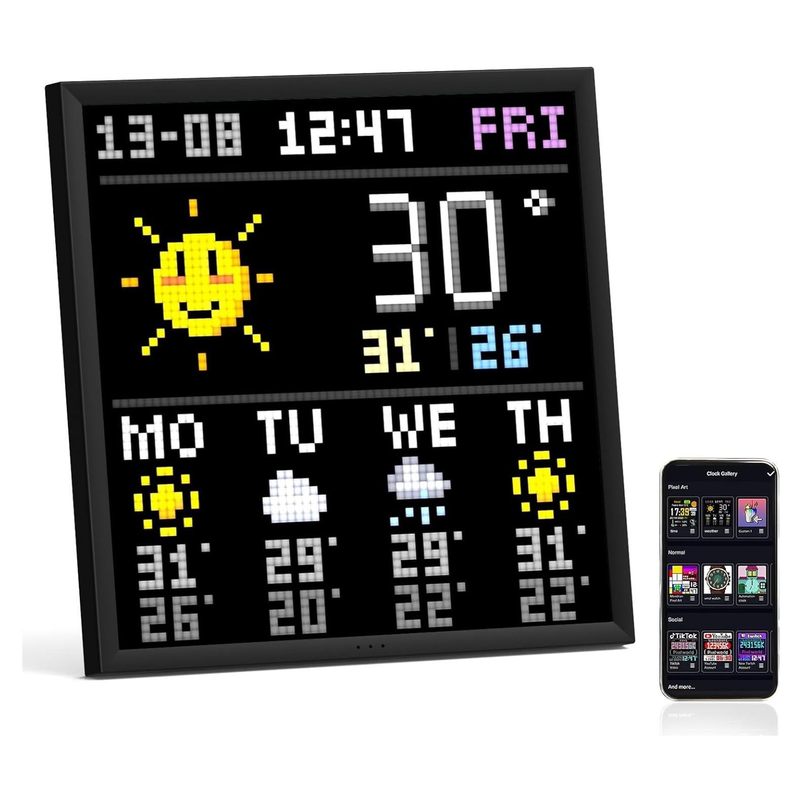 Divoom Pixoo-64 Marco Digital LED 64x64 WiFi Negro