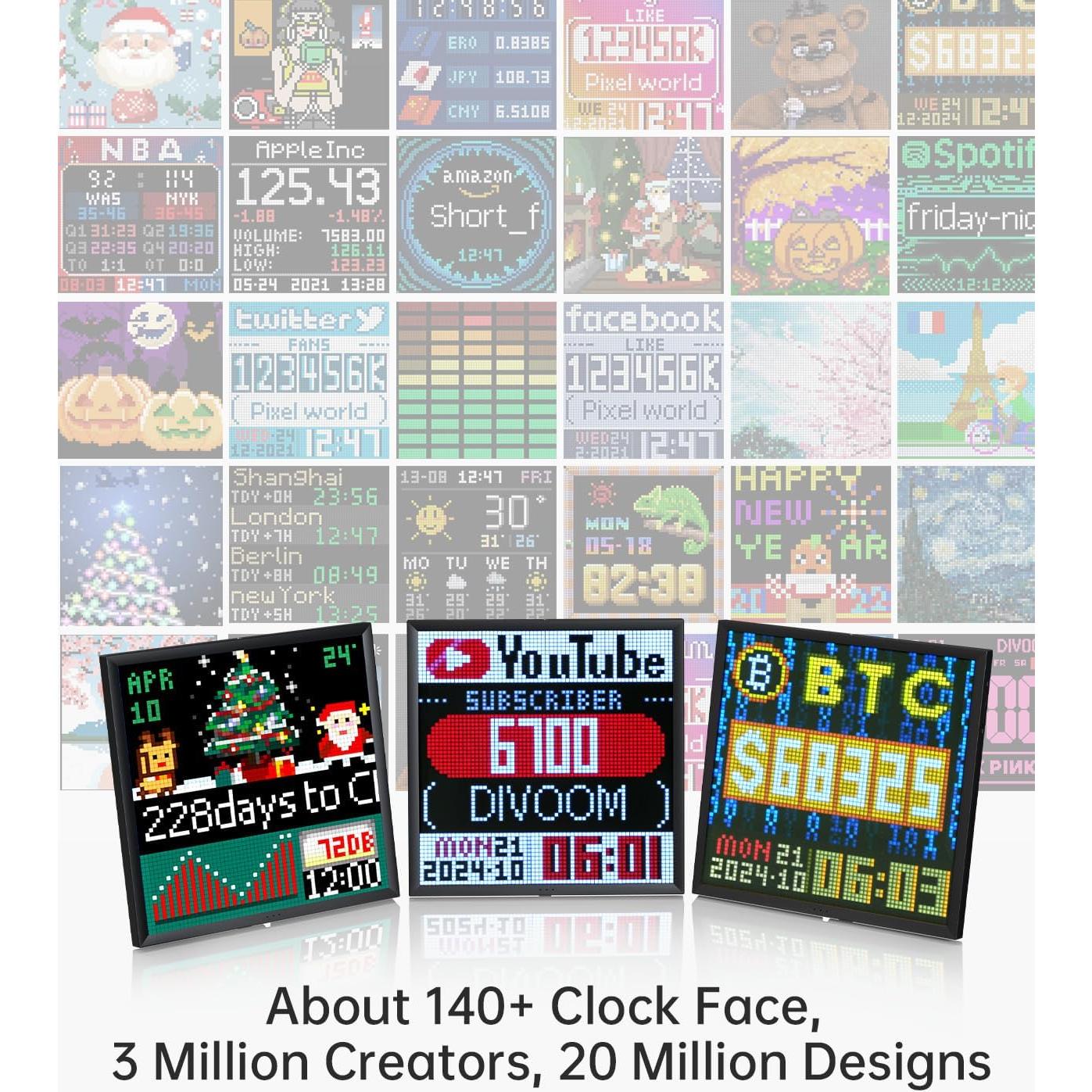 Divoom Pixoo-64 Marco Digital LED 64x64 WiFi Negro