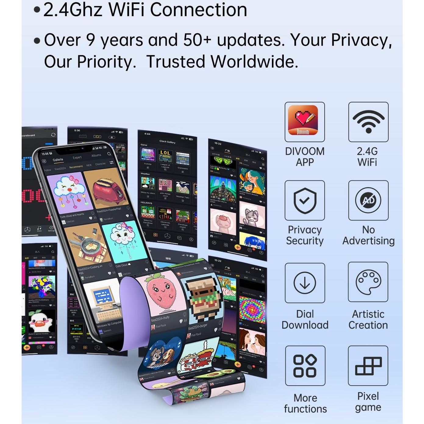 Divoom Pixoo-64 Marco Digital LED 64x64 WiFi Negro