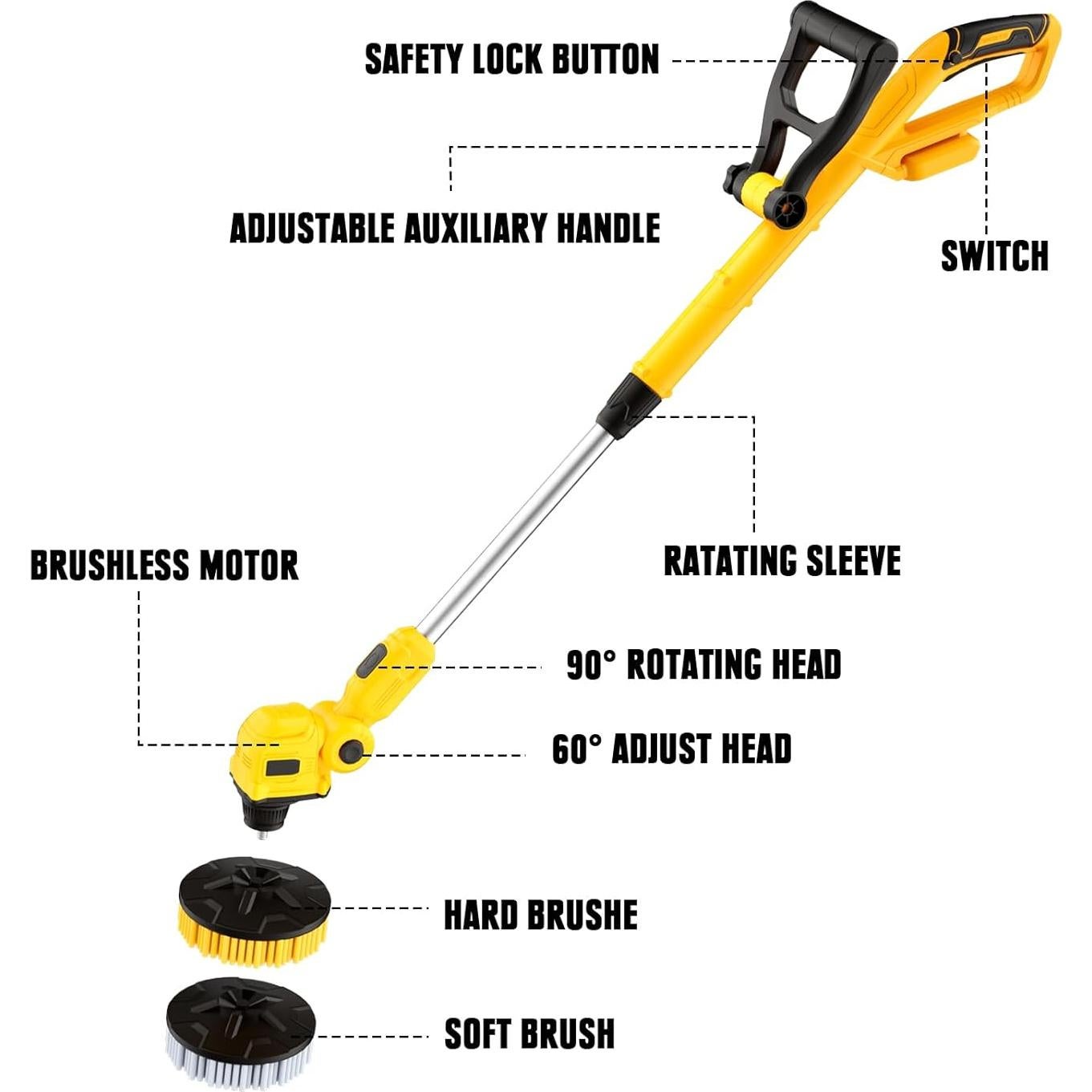 Cepillo Eléctrico Mellif MFWW01 700RPM Mango Telescópico