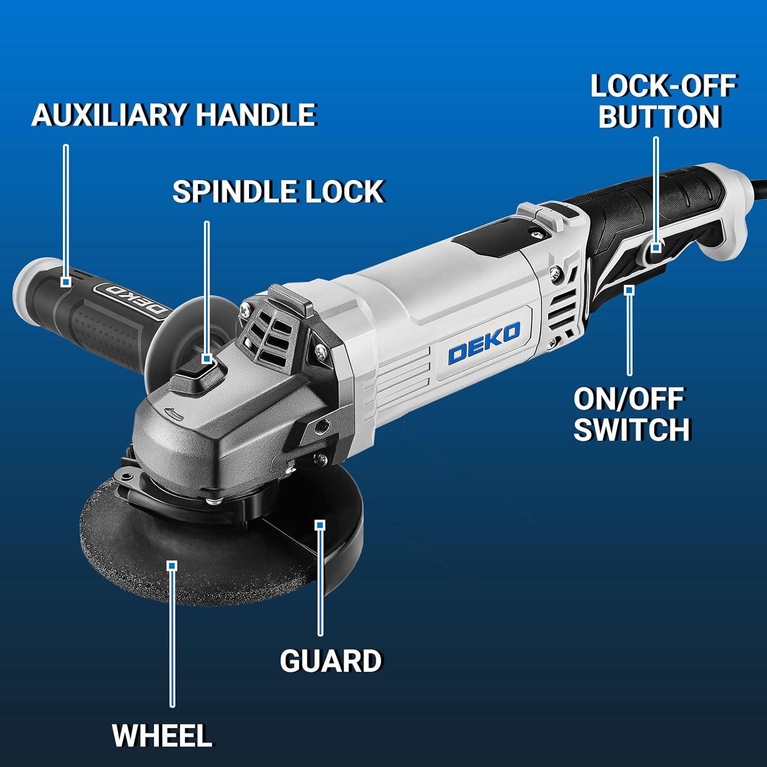 Amoladora Eléctrica DEKOPRO 115mm 7.5A con Estuche Duro