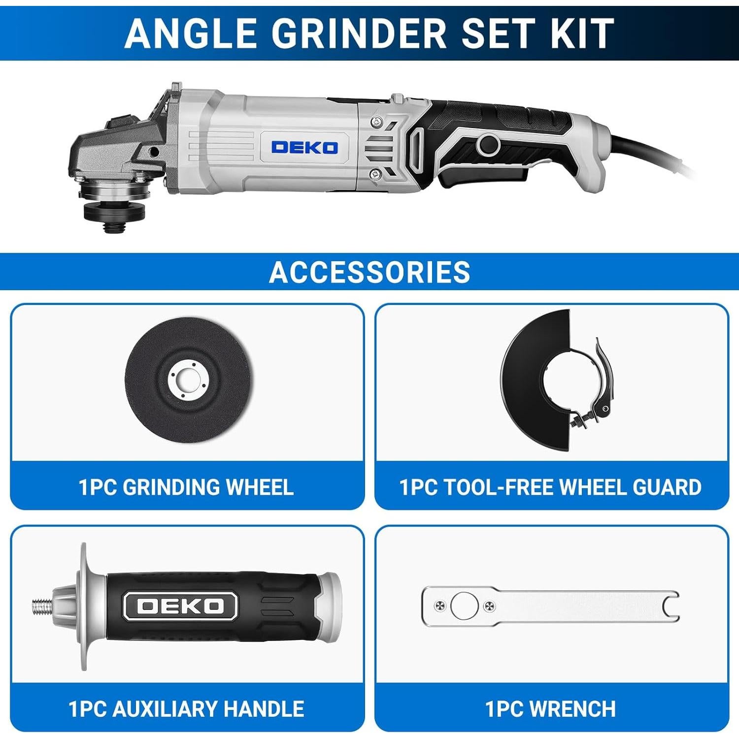 Amoladora Eléctrica DEKOPRO 115mm 7.5A con Estuche Duro