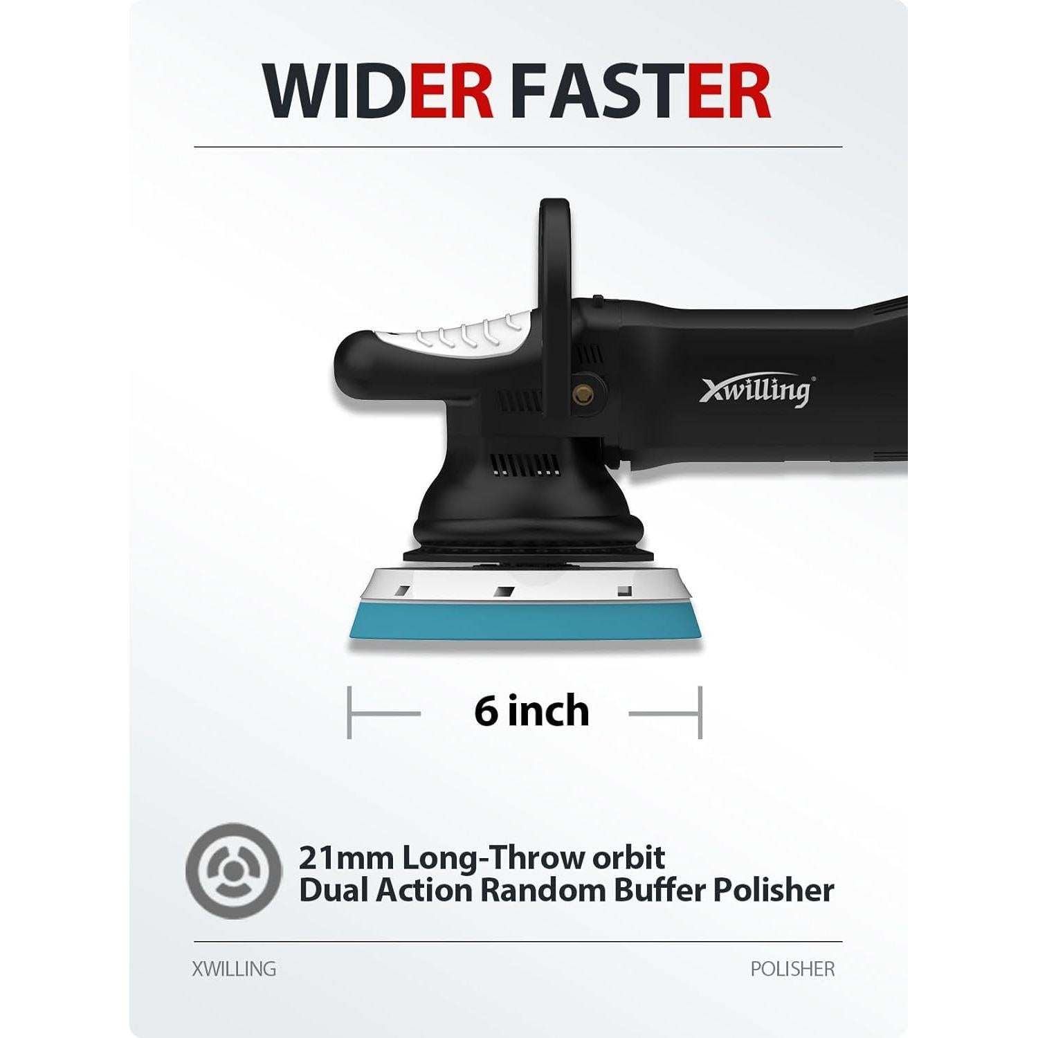 Pulidor Orbital XWILLING 21mm 900W 6 Velocidades Automotriz