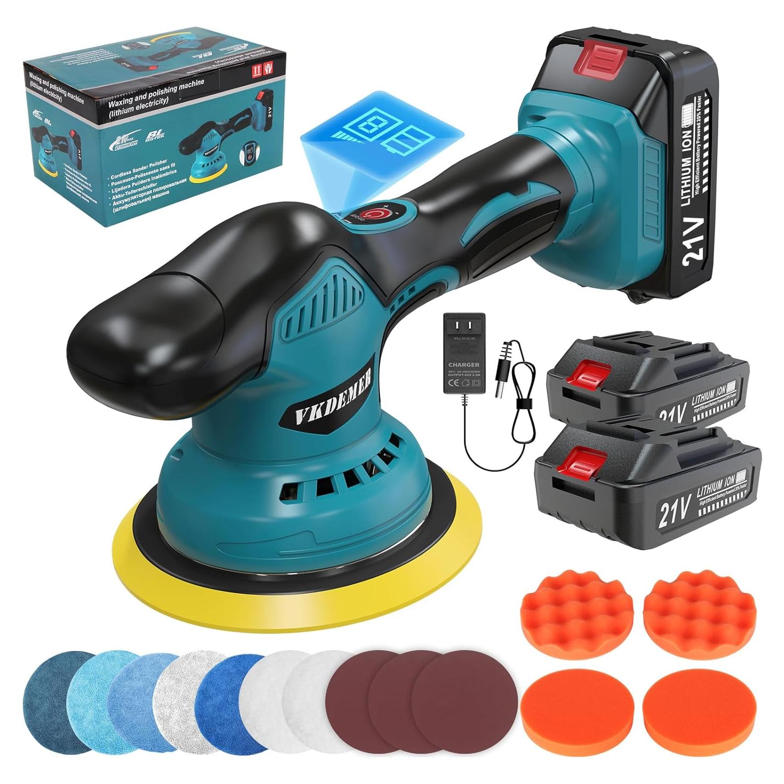 Pulidora Inalámbrica Vkdemer 6" 21V 5500RPM para Coches