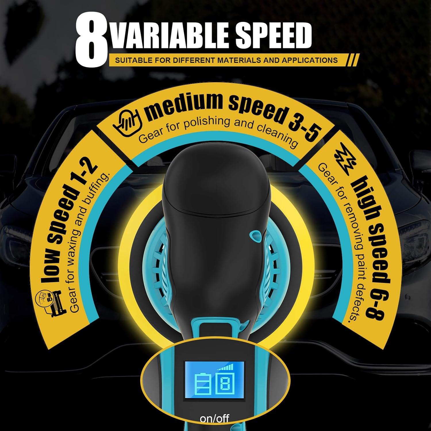 Pulidora Inalámbrica Vkdemer 6" 21V 5500RPM para Coches