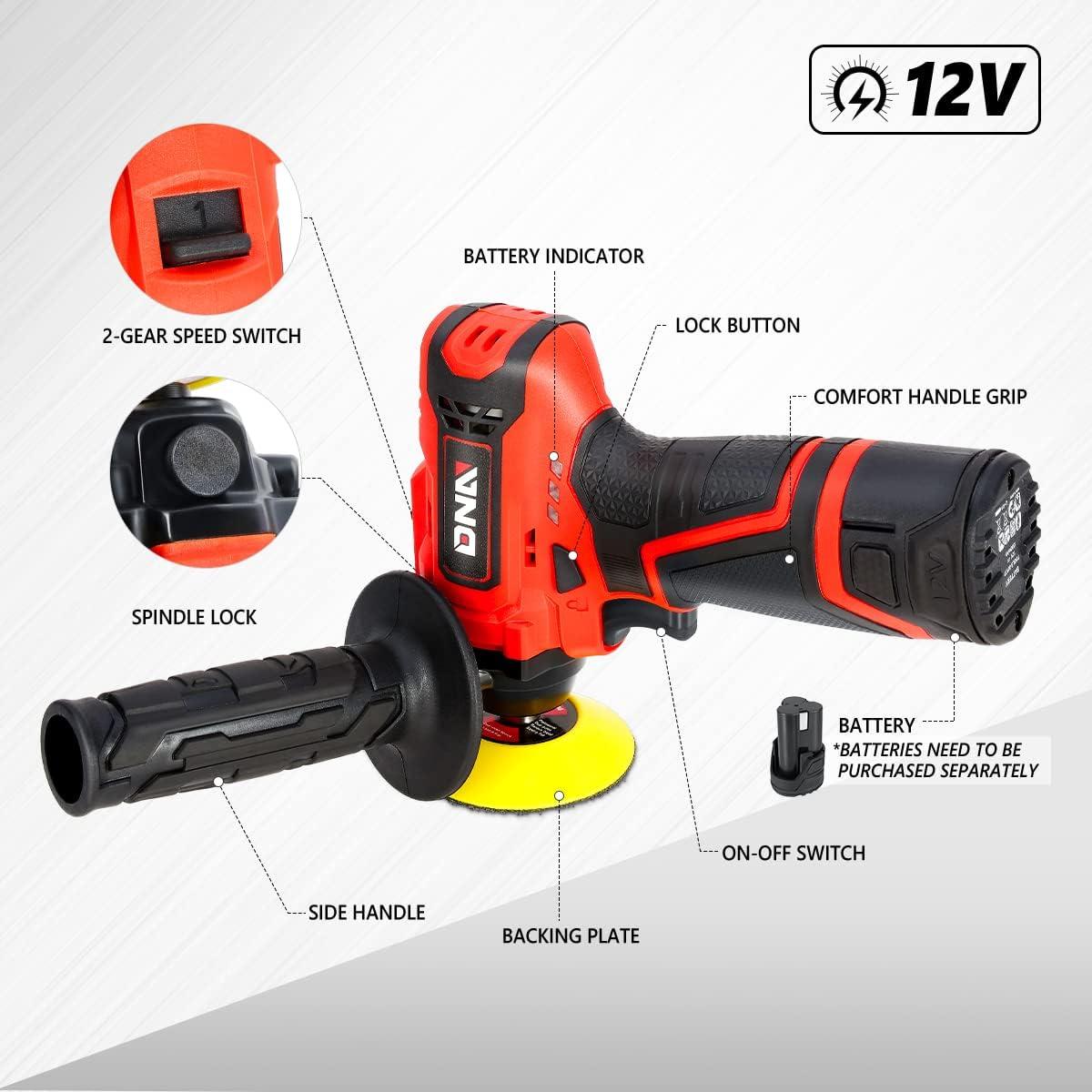 Pulidora Inalámbrica DNA 12V 2 Velocidades Color Rojo