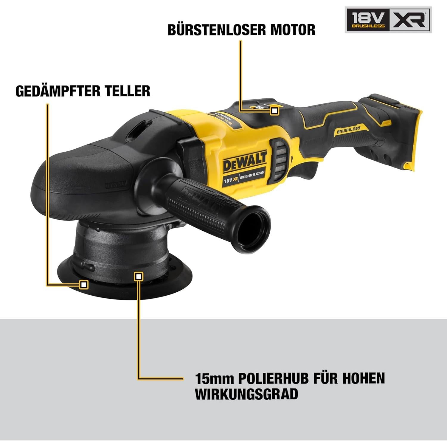 DCM848N-XJ XR Brushless Polisher 125mm 18V, Bare Unit