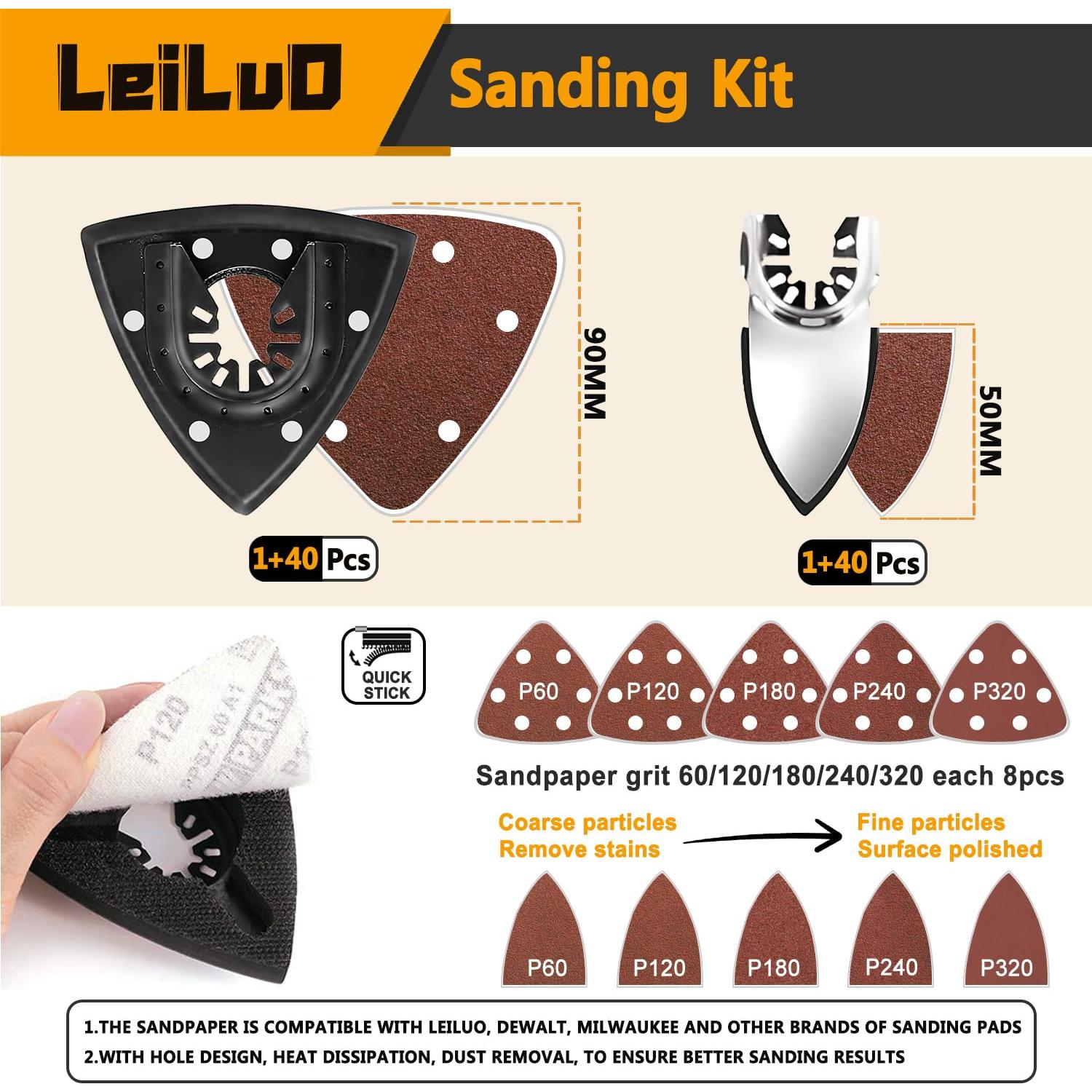 Kits de Cuchillas Oscilantes LEILUO 116 Pcs con Bolsa