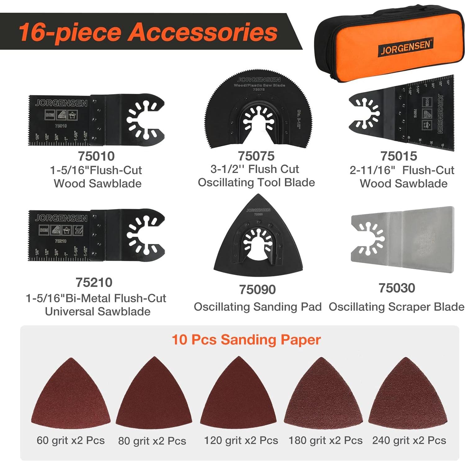 Multiherramienta Eléctrica JORGENSEN 7 Velocidades 16 Accesorios