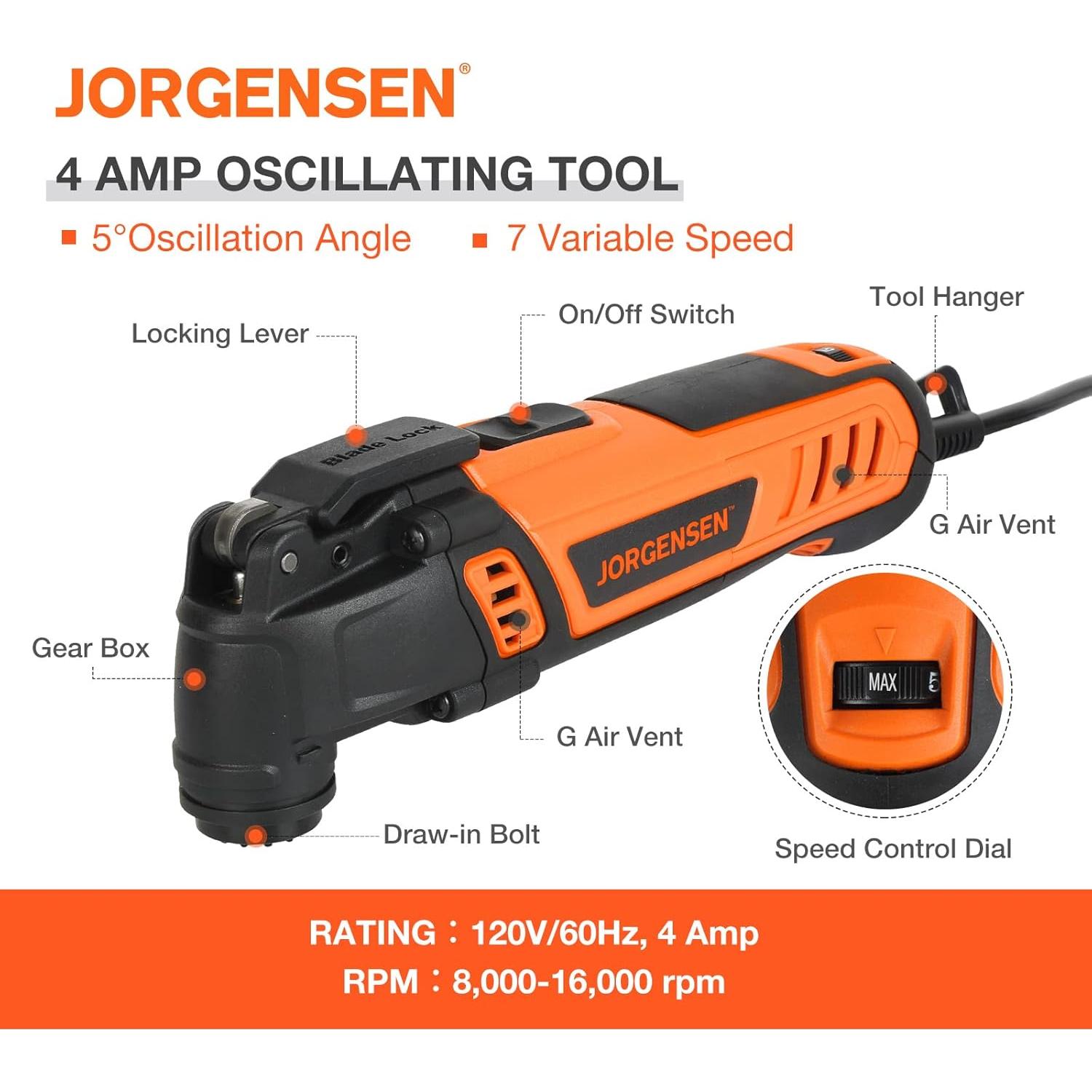 Multiherramienta Eléctrica JORGENSEN 7 Velocidades 16 Accesorios