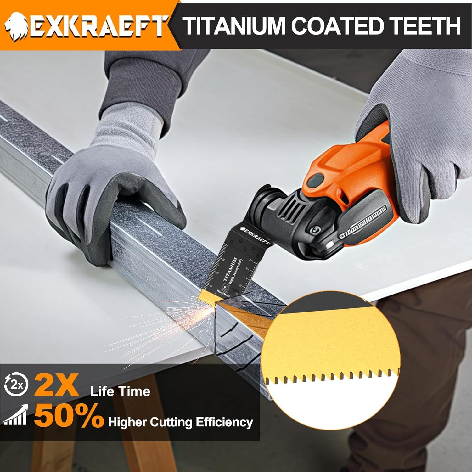 Kit 110 Hojas Oscilantes Titanio EXKRAEFT para Madera y Metal