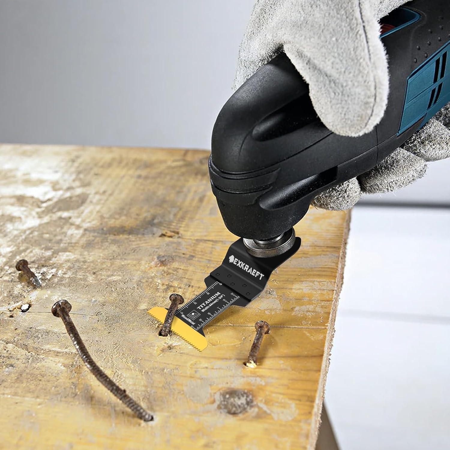 Kit 110 Hojas Oscilantes Titanio EXKRAEFT para Madera y Metal