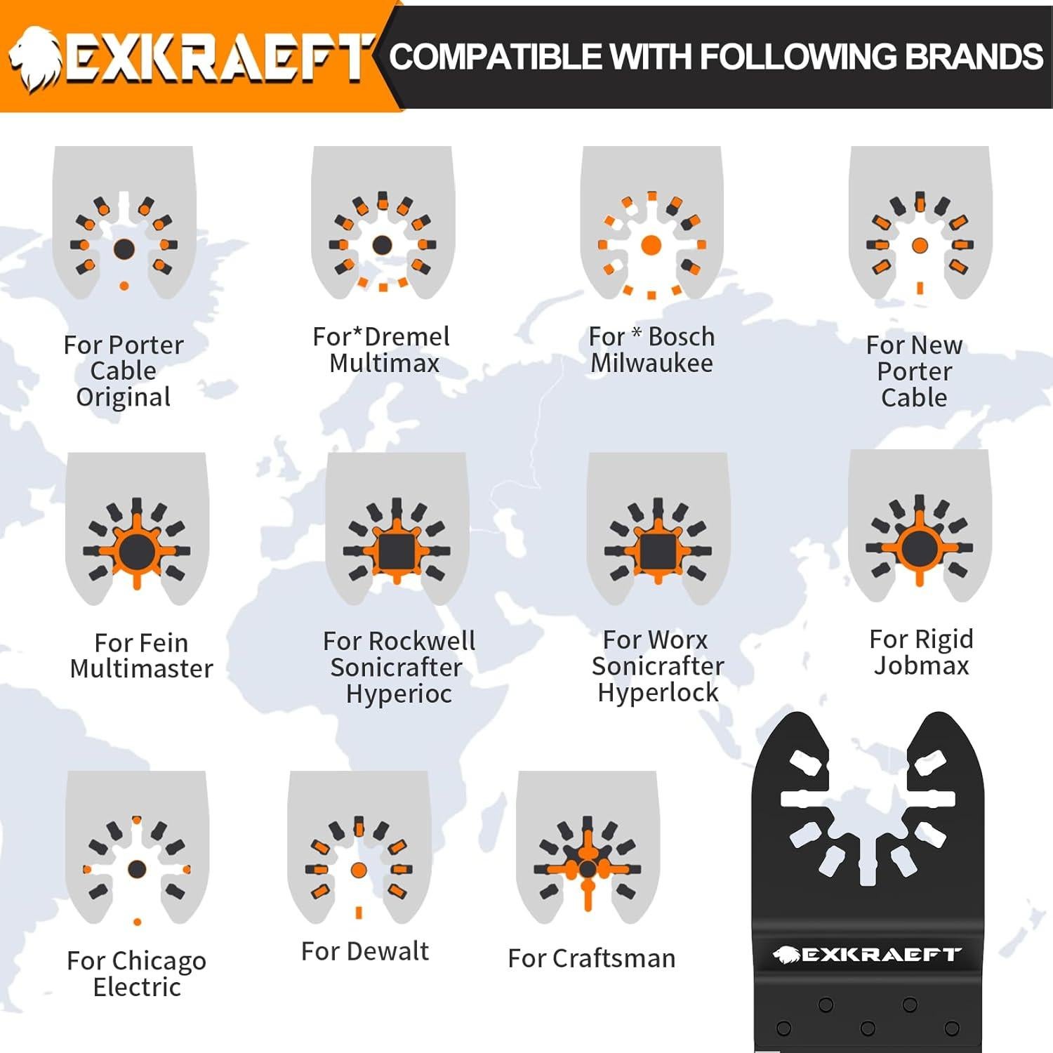 Kit 110 Hojas Oscilantes Titanio EXKRAEFT para Madera y Metal