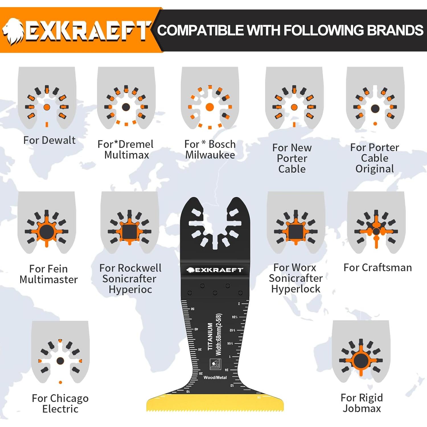 30 Hojas de Sierra Oscilante Titanio EXKRAEFT 3,4-6,8 cm