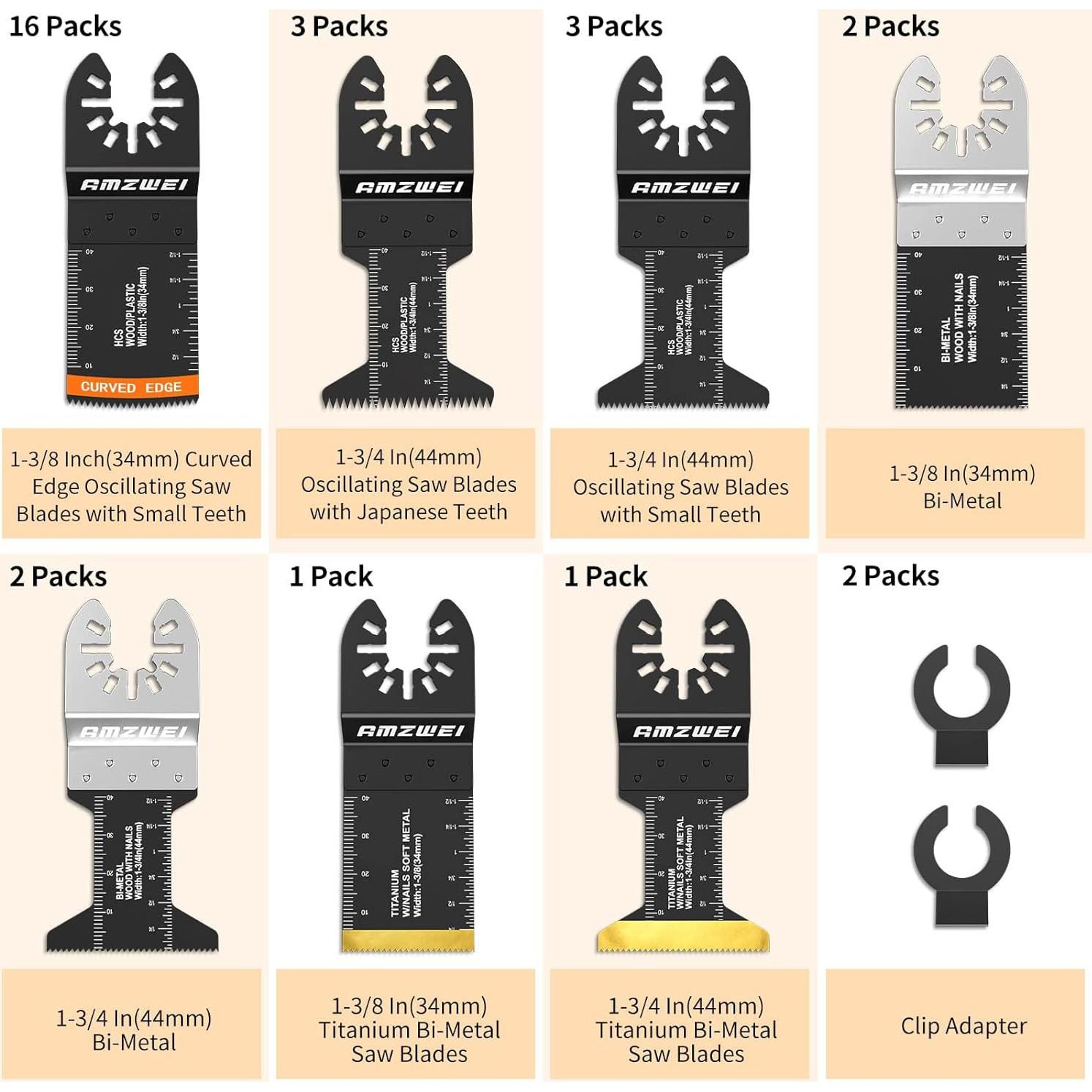 30 Cuchillas Multiherramienta AMZWEI Titanio Universal