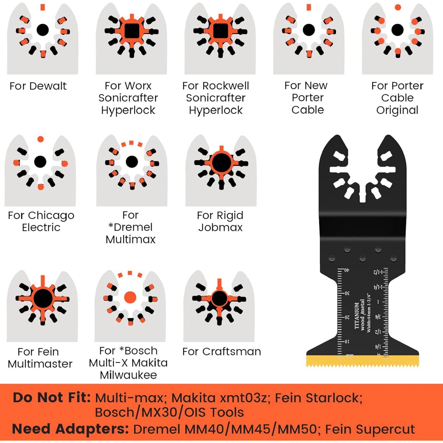 Hojas Oscilantes de Titanio TEMINO 4 Piezas 3,49 y 4,45 cm