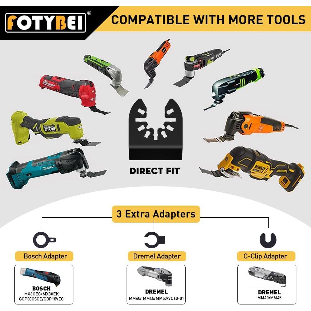 Hojas de sierra oscilante FOTYBEI 5 piezas titanio 3,49 y 4,45 cm