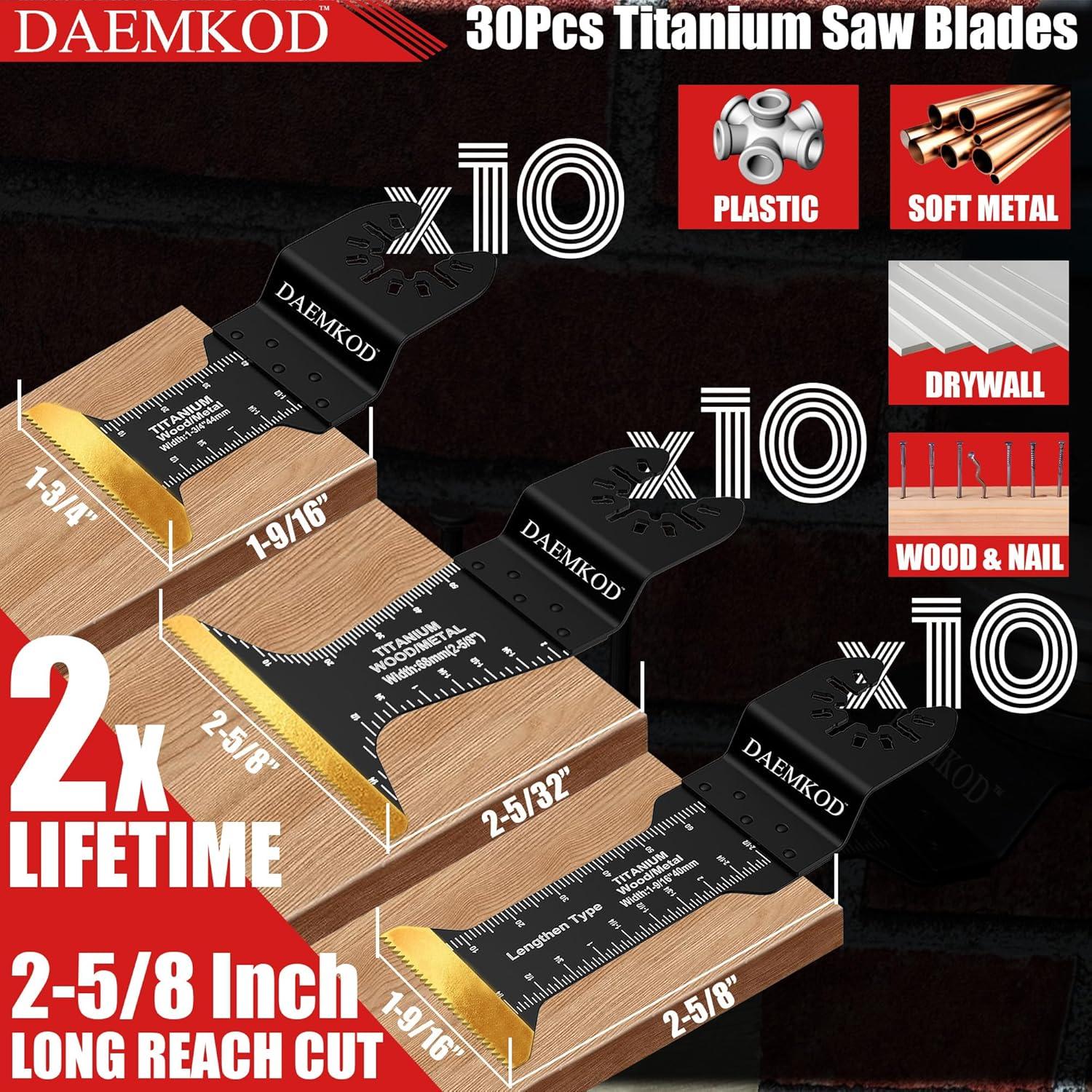 Hojas de sierra oscilante DAEMKOD 30 Pcs titanio metal madera