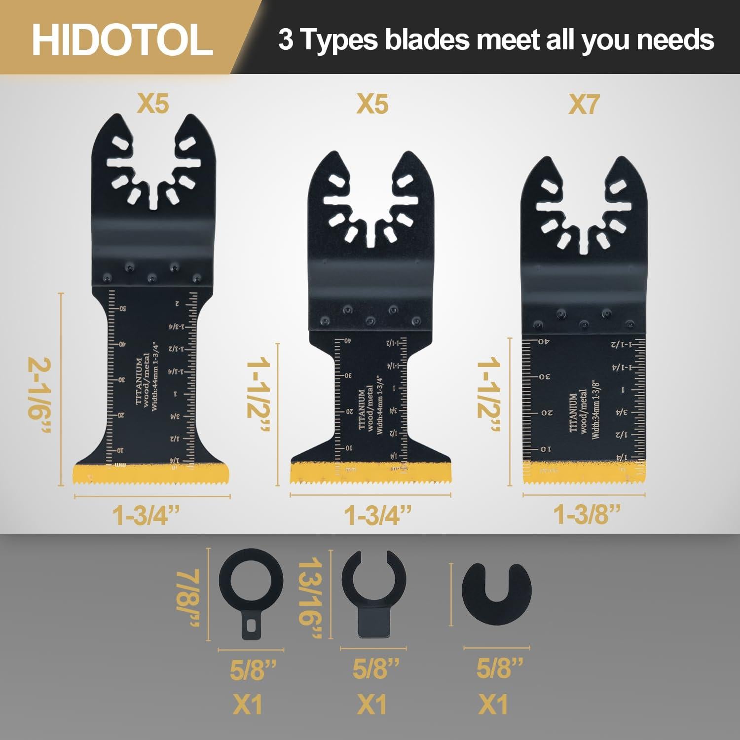 17 PCS Cuchillas Oscilantes Titanio HIDOTOL para Cortar