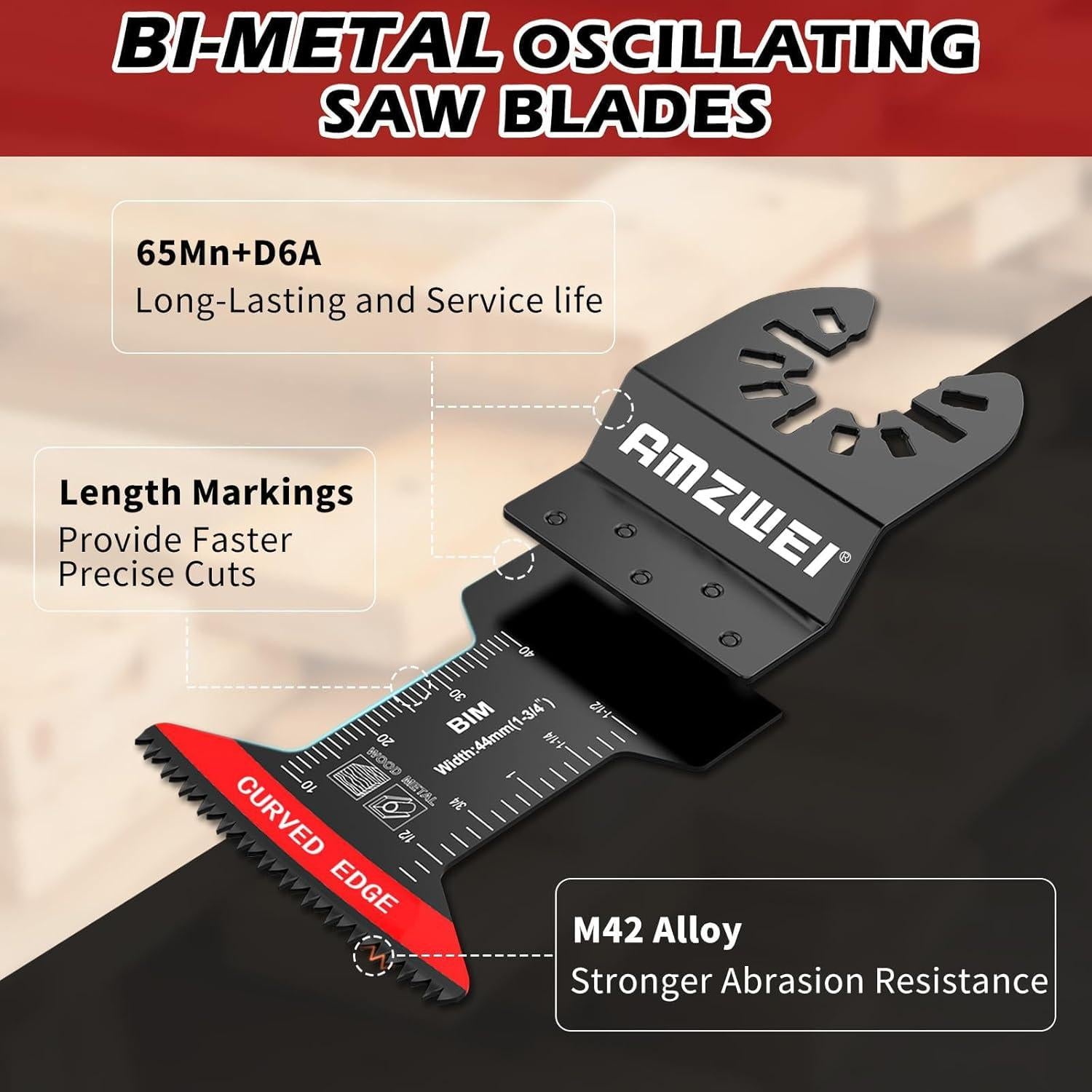 30 Cuchillas Oscilantes Bi-Metal AMZWEI 4,45 cm para Metal y Madera